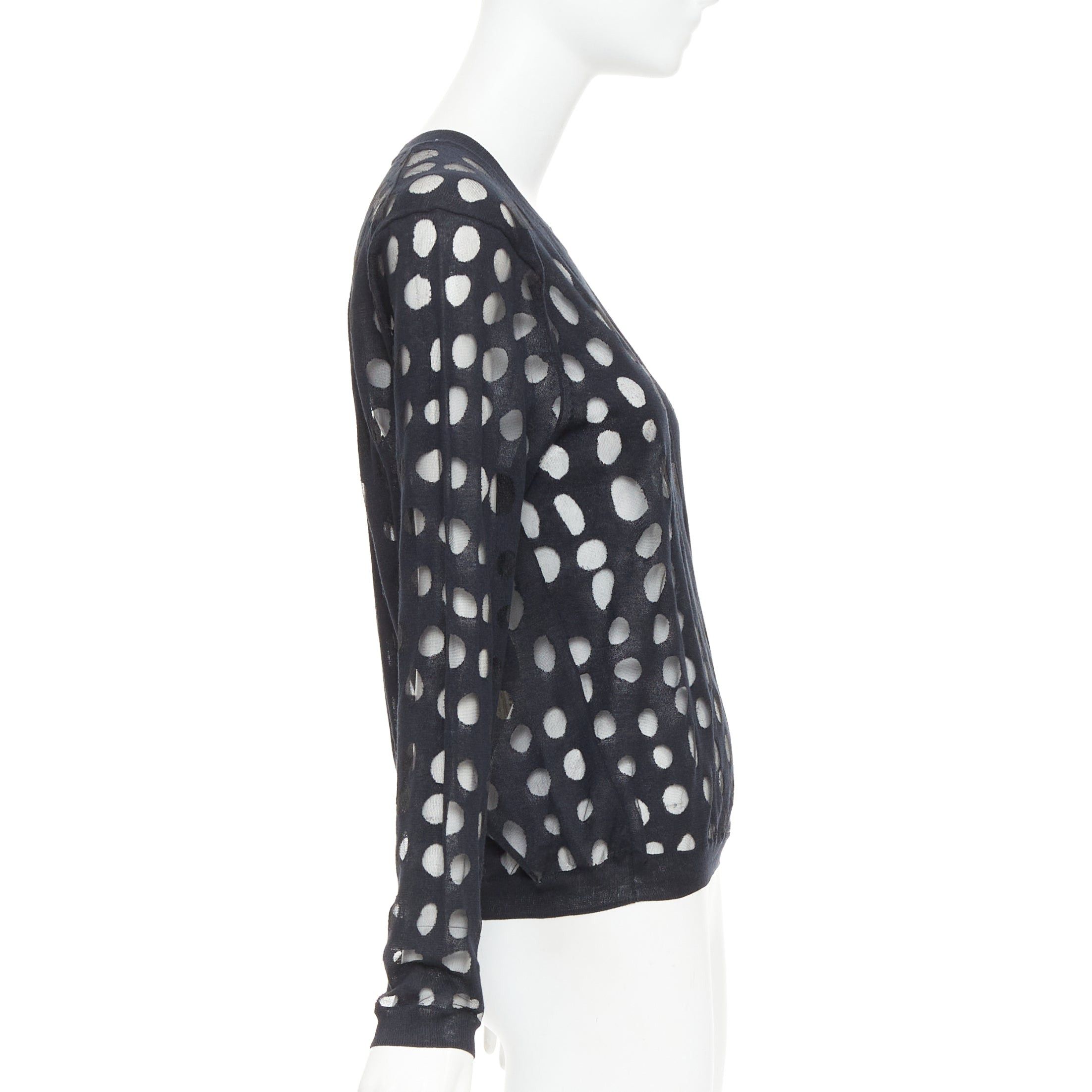 Acne Studios ACNE STUDIOS 2014 Ninah Dots black cotton blend irregular dots sheer sweater pullover S Size S / US 4 / IT 40 - 4 Thumbnail