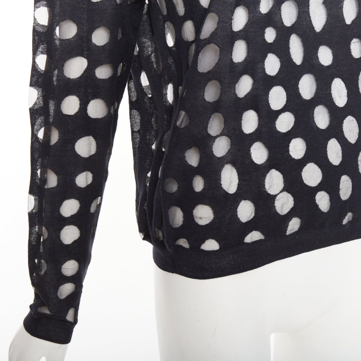 Acne Studios ACNE STUDIOS 2014 Ninah Dots black cotton blend irregular dots sheer sweater pullover S Size S / US 4 / IT 40 - 7 Thumbnail