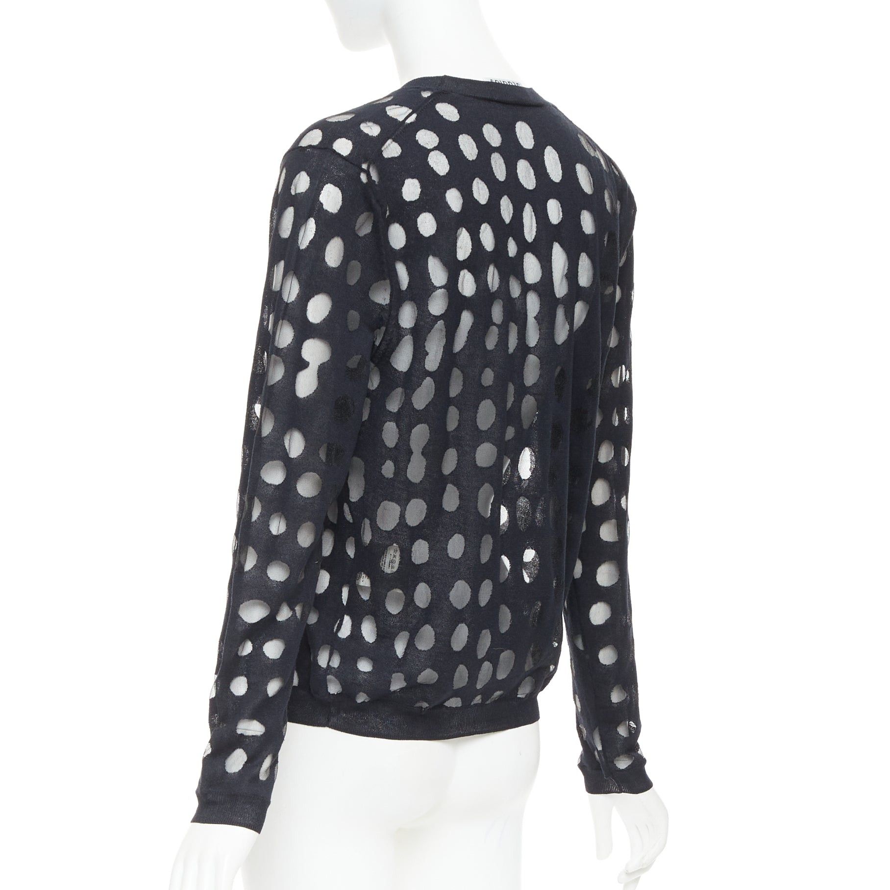 Acne Studios ACNE STUDIOS 2014 Ninah Dots black cotton blend irregular dots sheer sweater pullover S Size S / US 4 / IT 40 - 6 Thumbnail