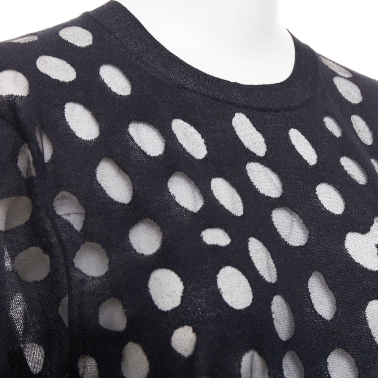 Acne Studios ACNE STUDIOS 2014 Ninah Dots black cotton blend irregular dots sheer sweater pullover S Size S / US 4 / IT 40 - 2 Thumbnail