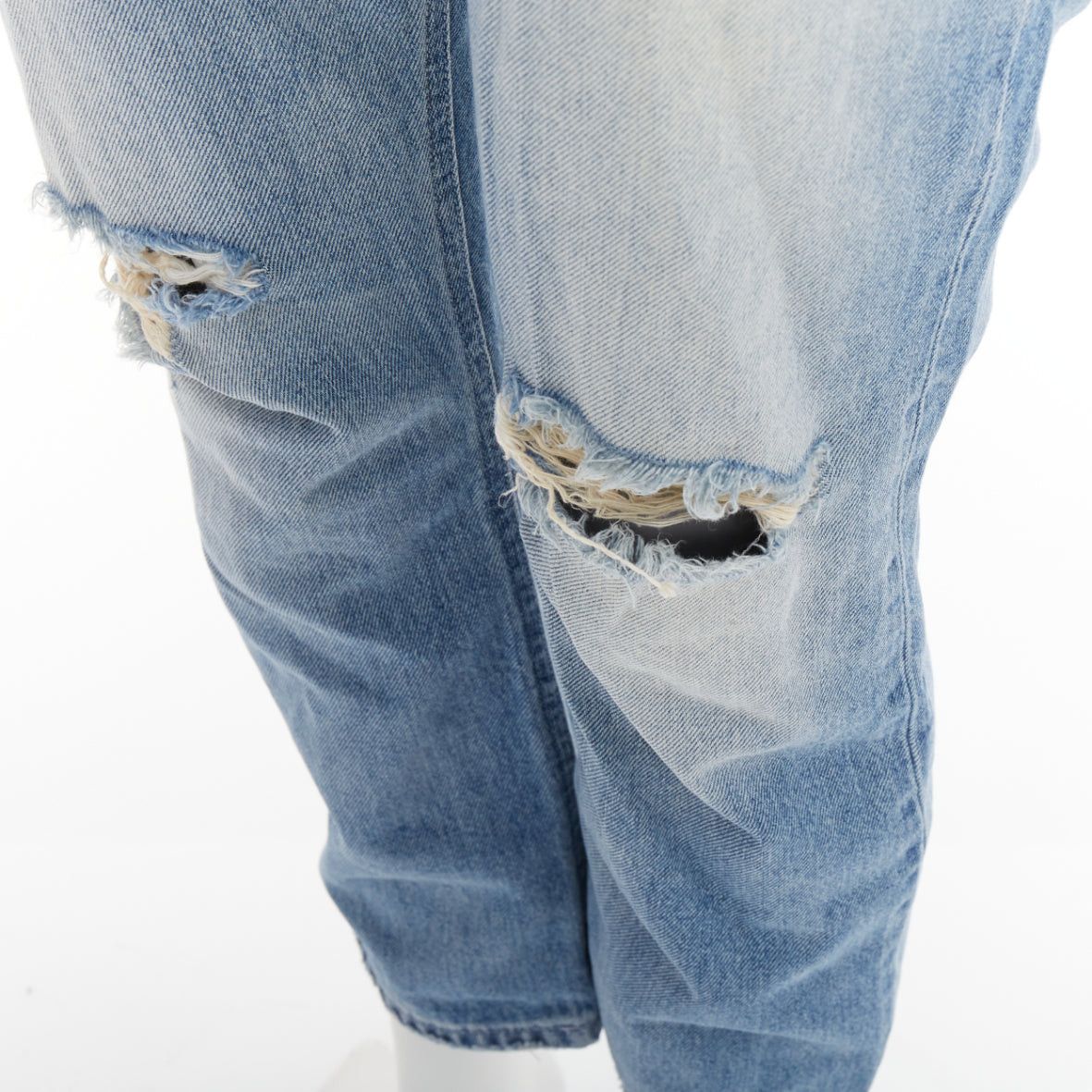 Acne Studios ACNE STUDIOS Pop Trash blue washed cotton ripped knees distressed back cropped jeans FR34 XS Size 26" / US 2 / IT 38 - 7 Thumbnail
