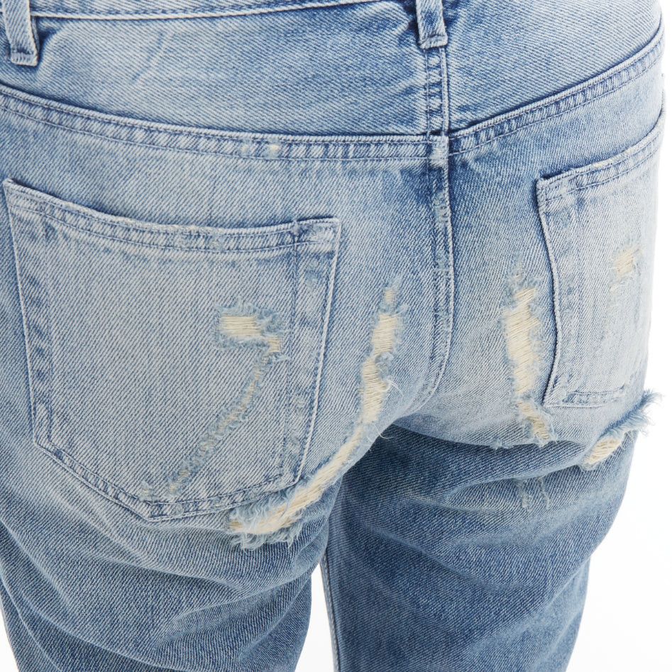 Acne Studios ACNE STUDIOS Pop Trash blue washed cotton ripped knees distressed back cropped jeans FR34 XS Size 26" / US 2 / IT 38 - 2 Thumbnail