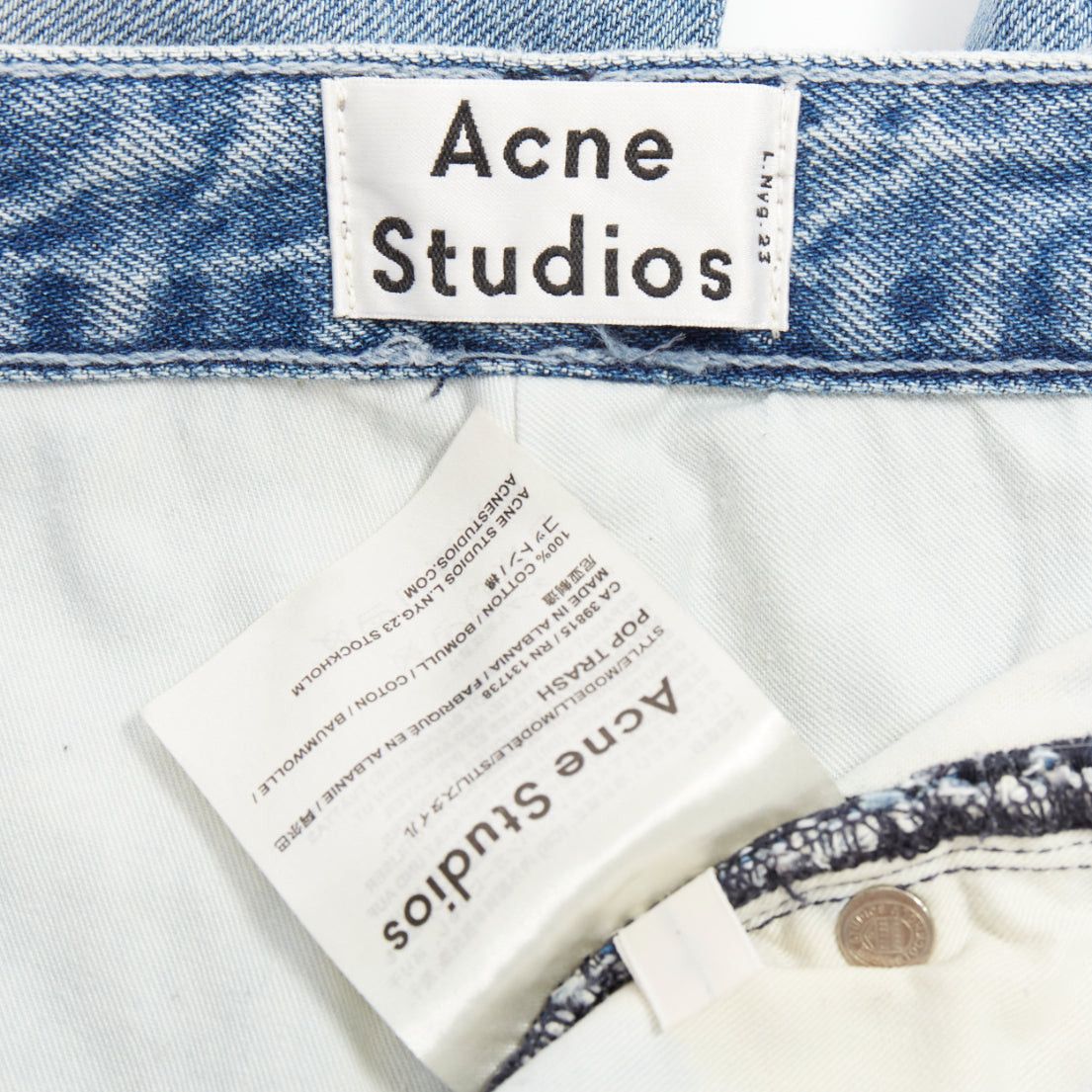 Acne Studios ACNE STUDIOS Pop Trash blue washed cotton ripped knees distressed back cropped jeans FR34 XS Size 26" / US 2 / IT 38 - 8 Thumbnail