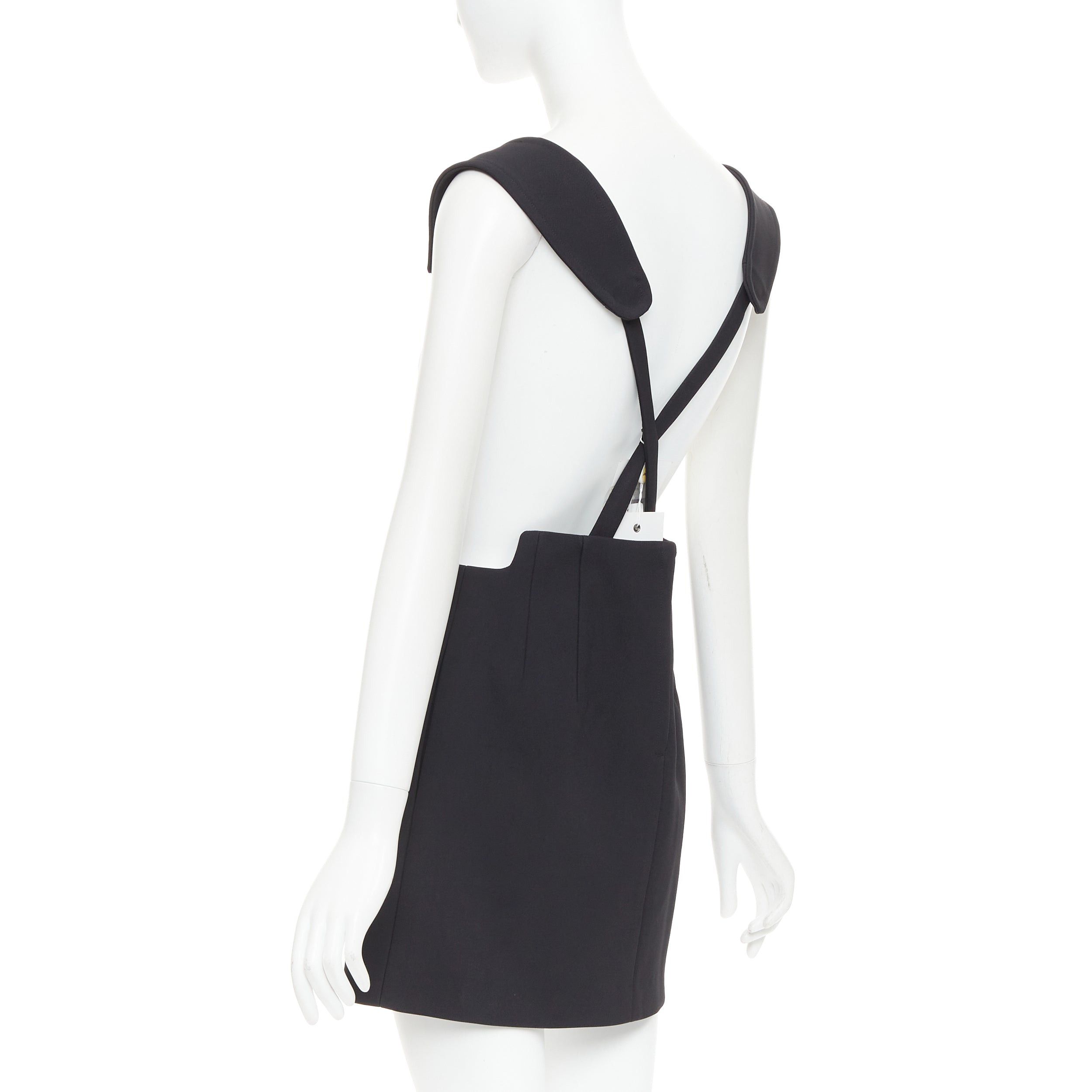 TOGA VIRILIS TOGA ARCHIVES Twill black leather western silver buckles suspender skirt FR36 S Size 27" / US 4 / IT 40 - 6 Thumbnail