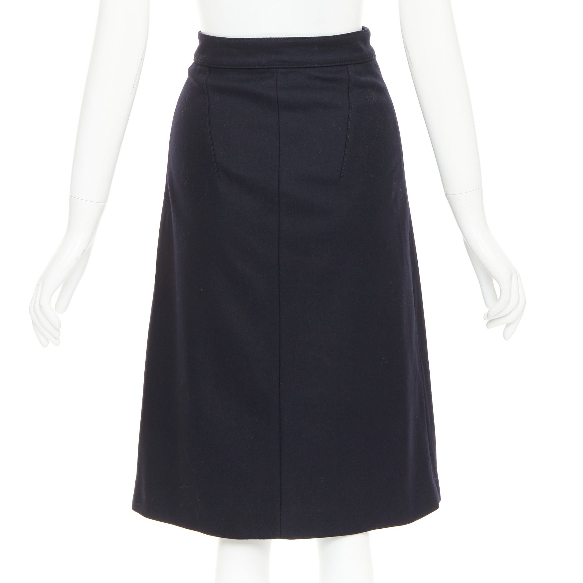 Acne Studios ACNE STUDIOS 2016 Panna Wool black silver asymmetric zip knee skirt FR32 XXS Size 25" / US 0 / IT 36 - 5 Thumbnail
