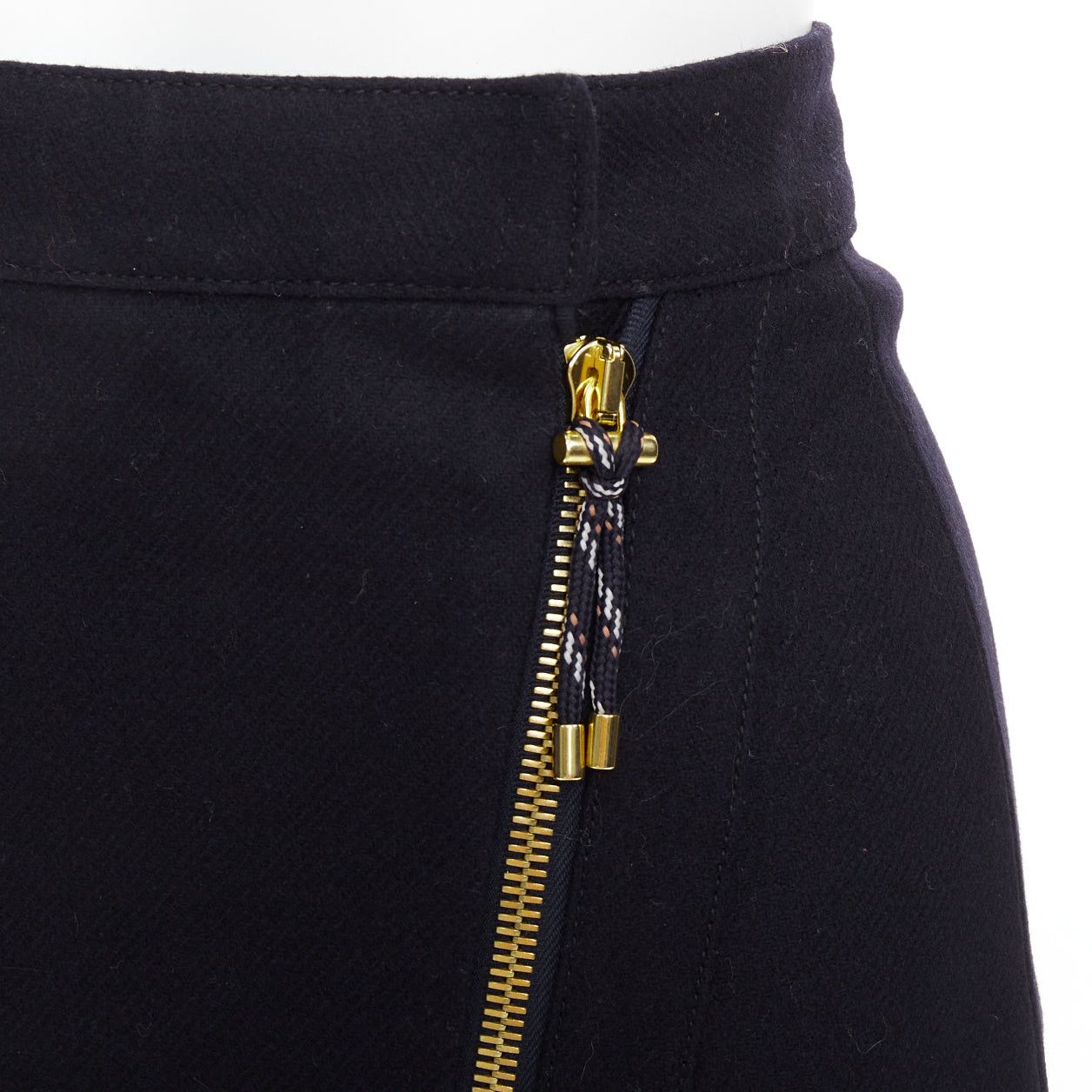 Acne Studios ACNE STUDIOS 2016 Panna Wool black silver asymmetric zip knee skirt FR32 XXS Size 25" / US 0 / IT 36 - 2 Thumbnail