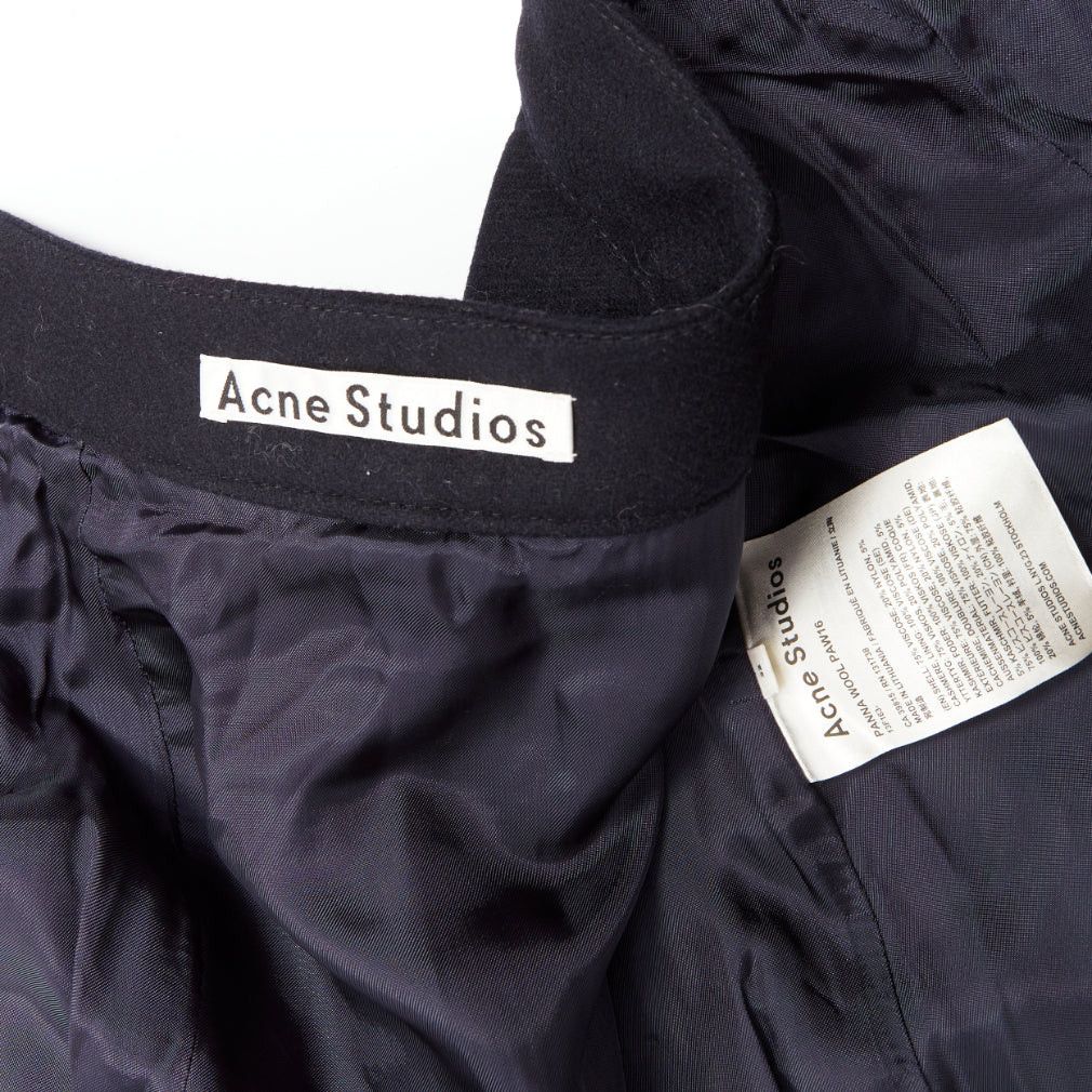 Acne Studios ACNE STUDIOS 2016 Panna Wool black silver asymmetric zip knee skirt FR32 XXS Size 25" / US 0 / IT 36 - 8 Thumbnail