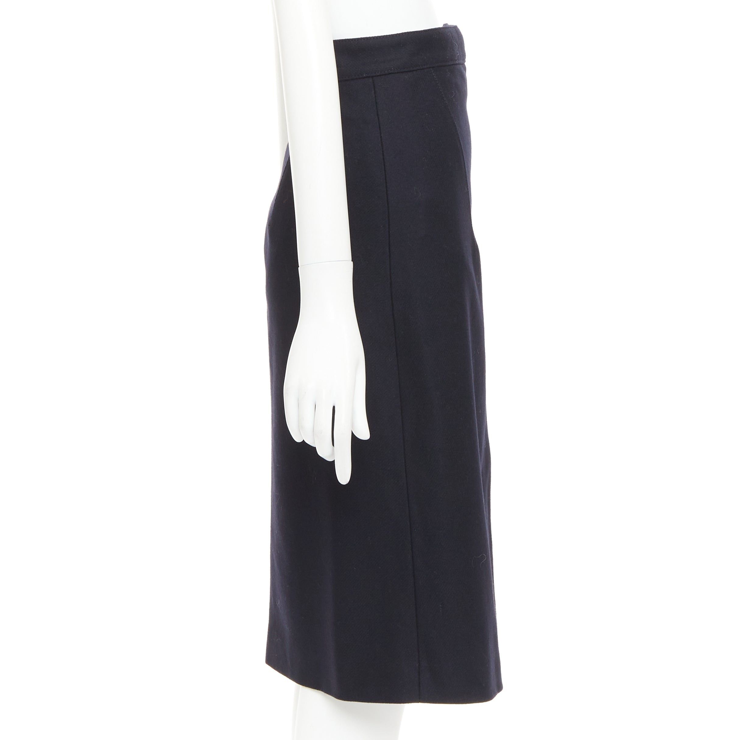 Acne Studios ACNE STUDIOS 2016 Panna Wool black silver asymmetric zip knee skirt FR32 XXS Size 25" / US 0 / IT 36 - 4 Thumbnail