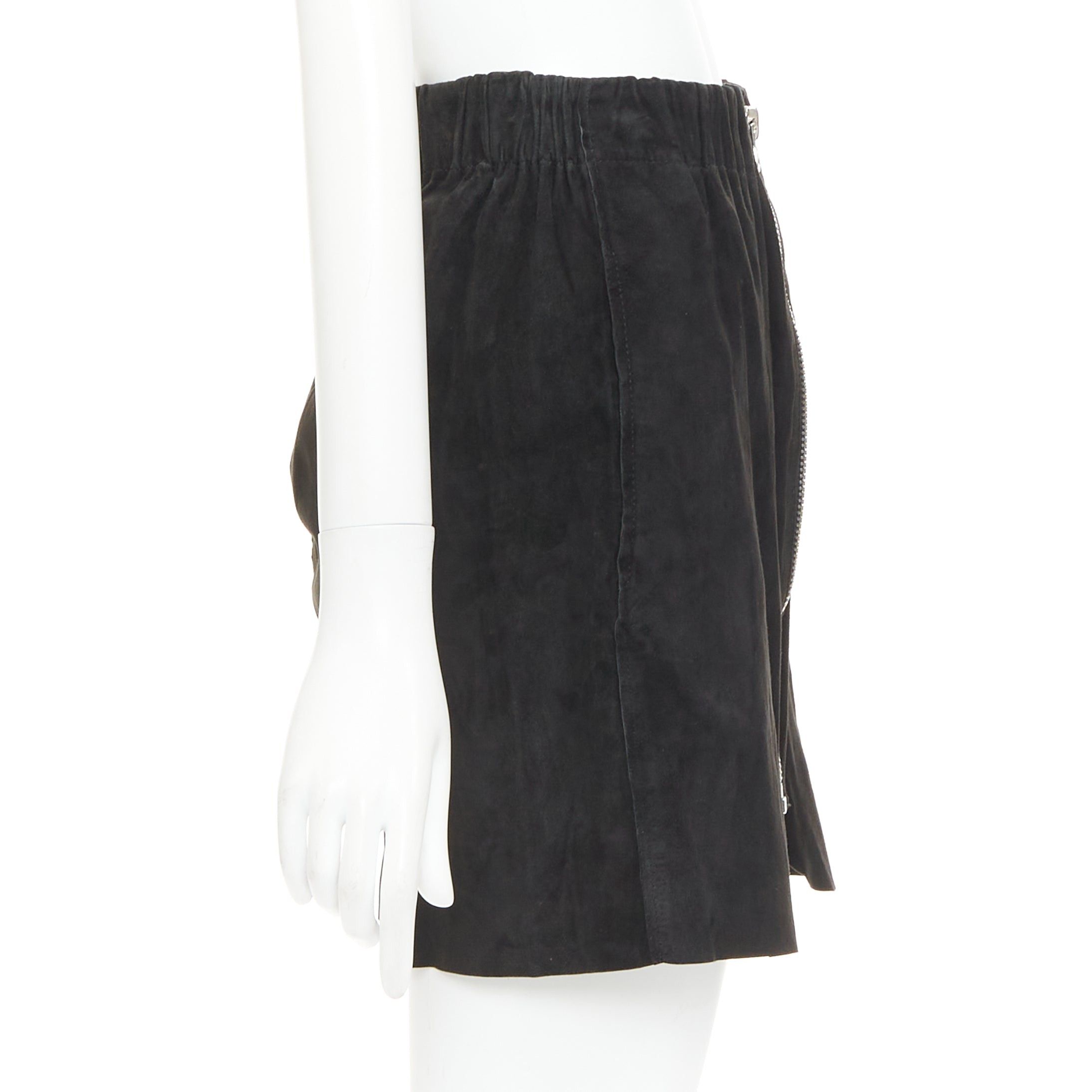 Acne Studios ACNE STUDIOS 2014 Mina black lamb suede leather zip front skirt FR34 XS Size 26" / US 2 / IT 38 - 4 Thumbnail