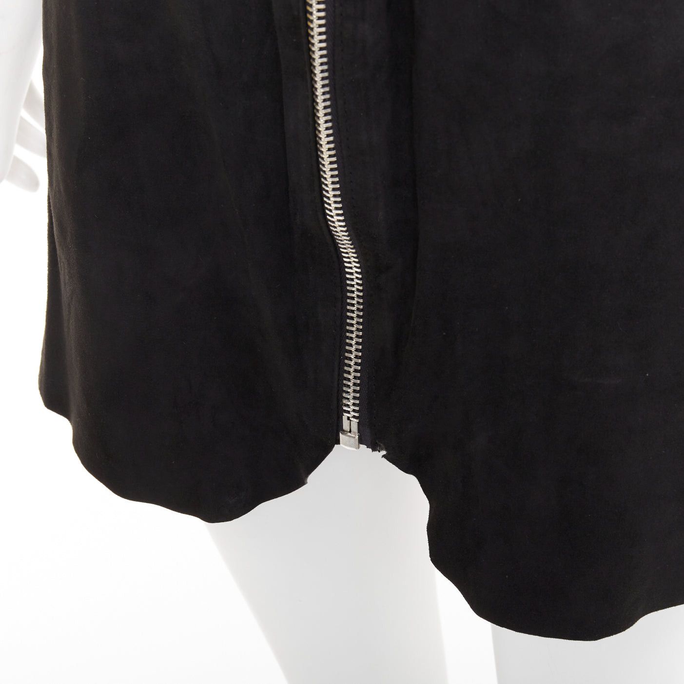 Acne Studios ACNE STUDIOS 2014 Mina black lamb suede leather zip front skirt FR34 XS Size 26" / US 2 / IT 38 - 7 Thumbnail