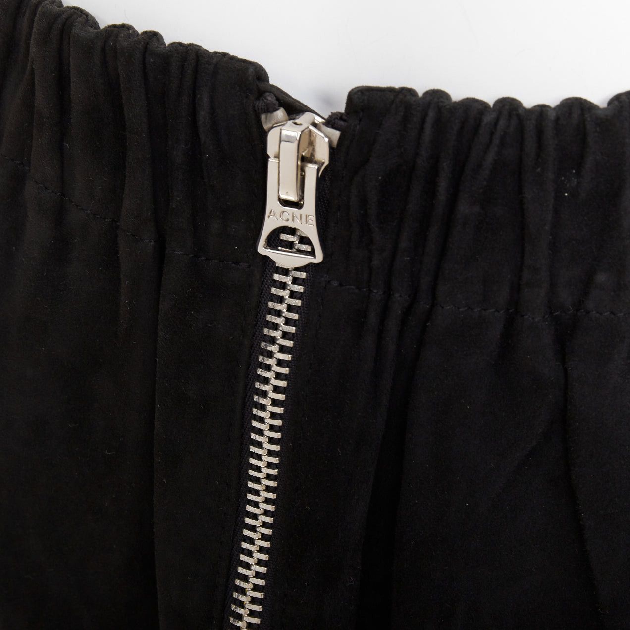 Acne Studios ACNE STUDIOS 2014 Mina black lamb suede leather zip front skirt FR34 XS Size 26" / US 2 / IT 38 - 2 Thumbnail