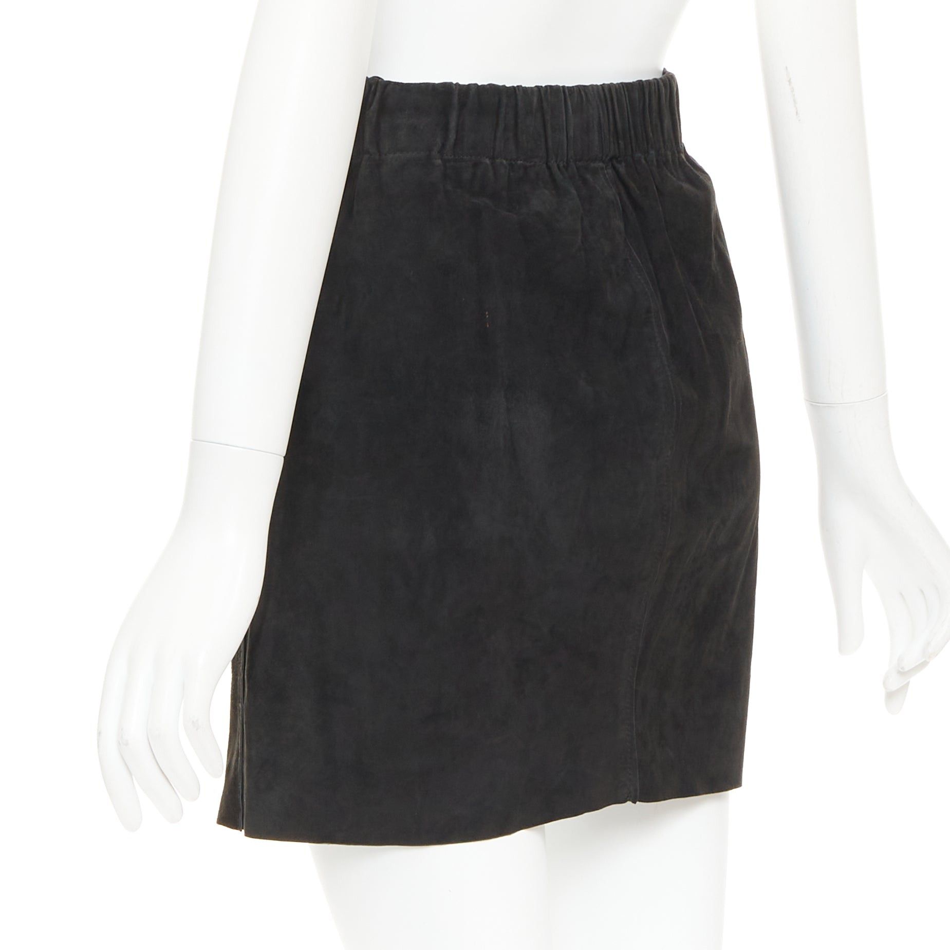 Acne Studios ACNE STUDIOS 2014 Mina black lamb suede leather zip front skirt FR34 XS Size 26" / US 2 / IT 38 - 6 Thumbnail