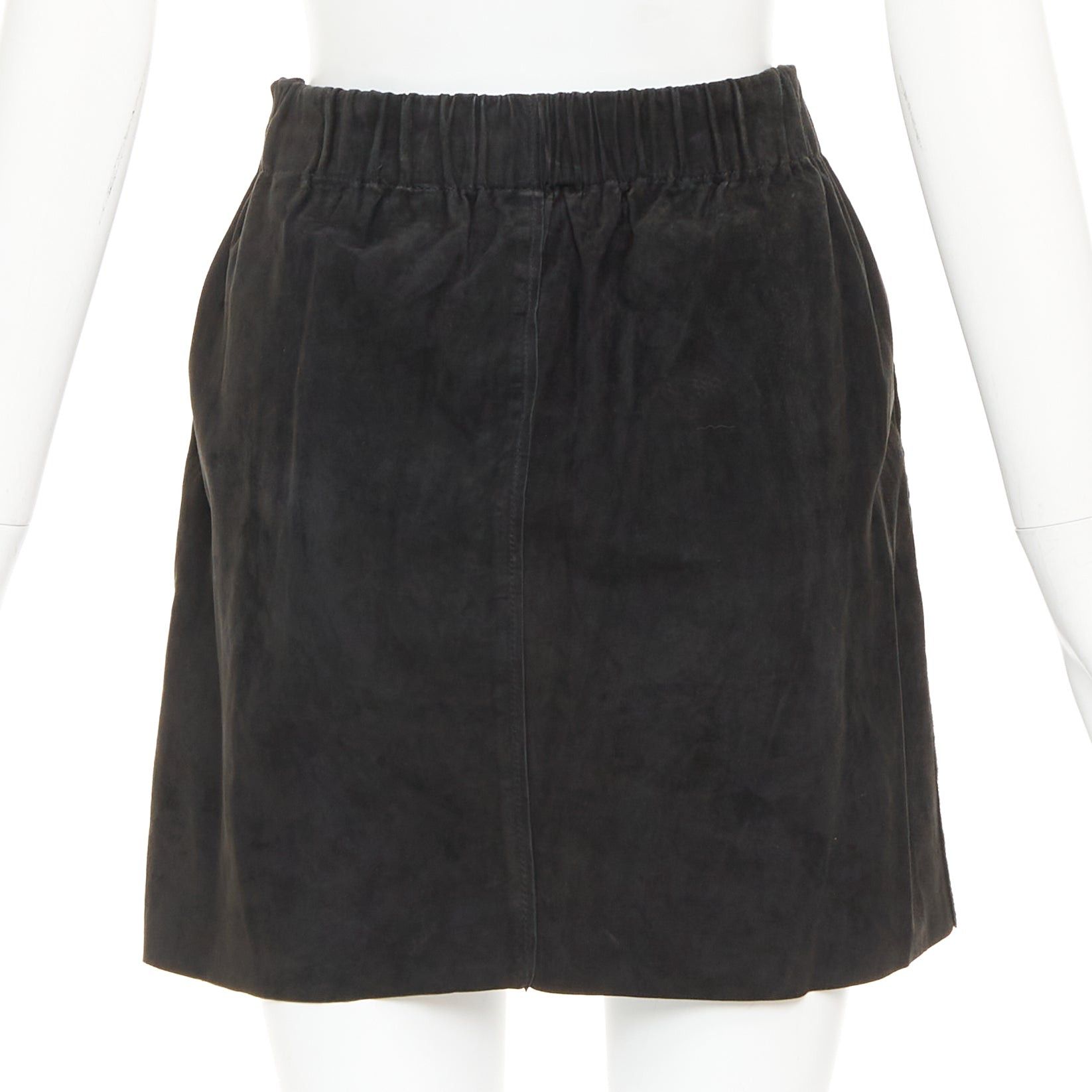 Acne Studios ACNE STUDIOS 2014 Mina black lamb suede leather zip front skirt FR34 XS Size 26" / US 2 / IT 38 - 5 Thumbnail