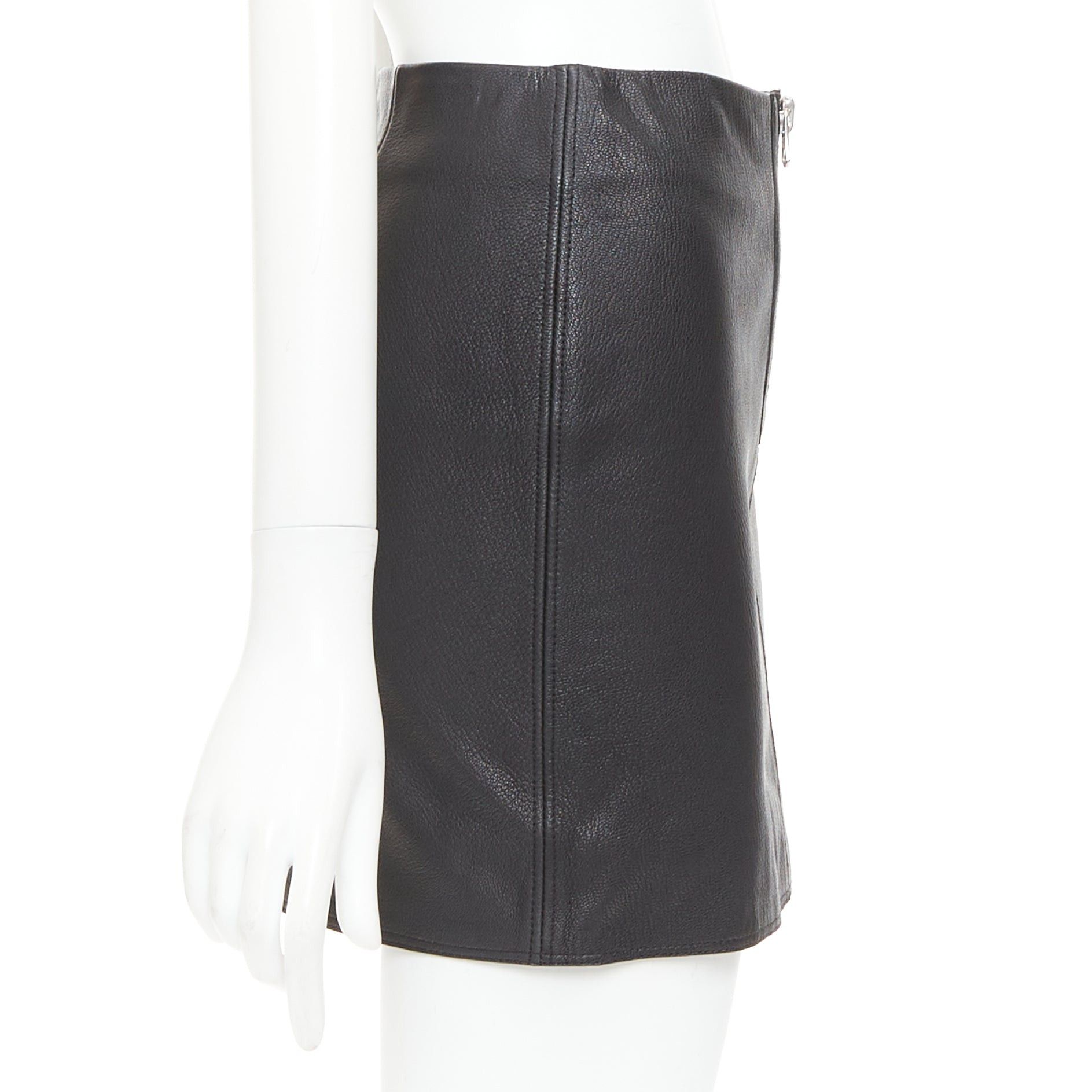 Acne Studios ACNE STUDIOS 2016 Franca black leather silver zip pencil skirt FR32 XXS Size 25" / US 0 / IT 36 - 4 Thumbnail