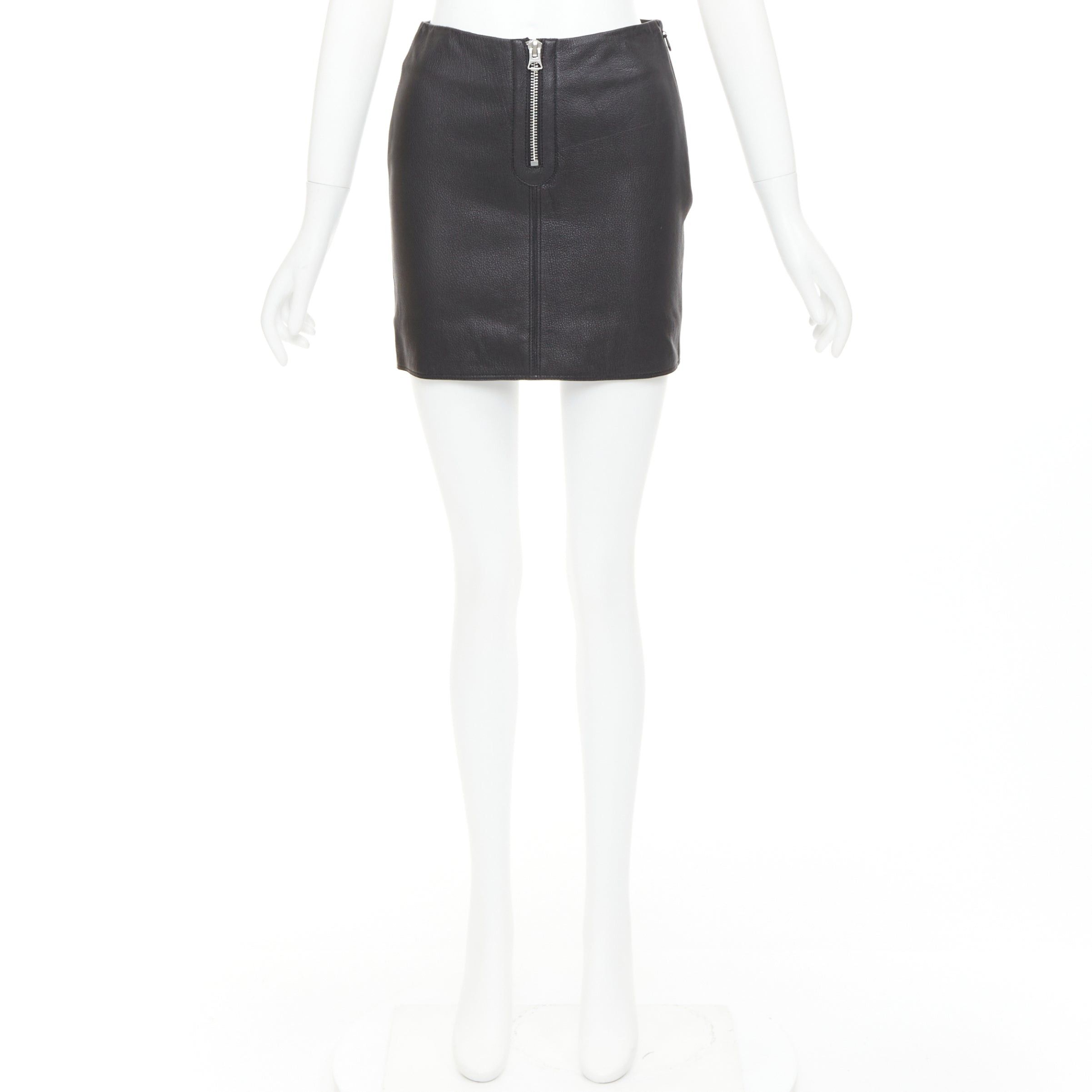 Acne Studios ACNE STUDIOS 2016 Franca black leather silver zip pencil skirt FR32 XXS Size 25" / US 0 / IT 36 - 10 Thumbnail