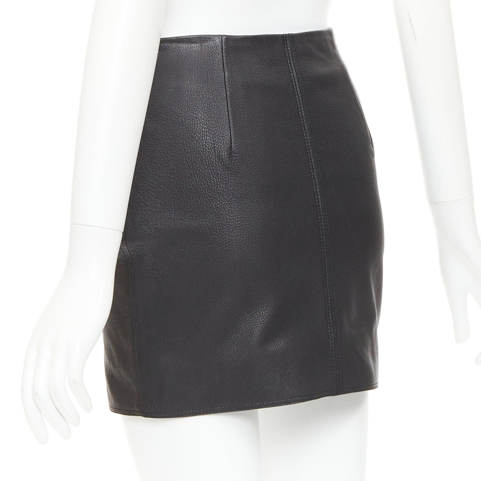 Acne Studios ACNE STUDIOS 2016 Franca black leather silver zip pencil skirt FR32 XXS Size 25" / US 0 / IT 36 - 6 Thumbnail