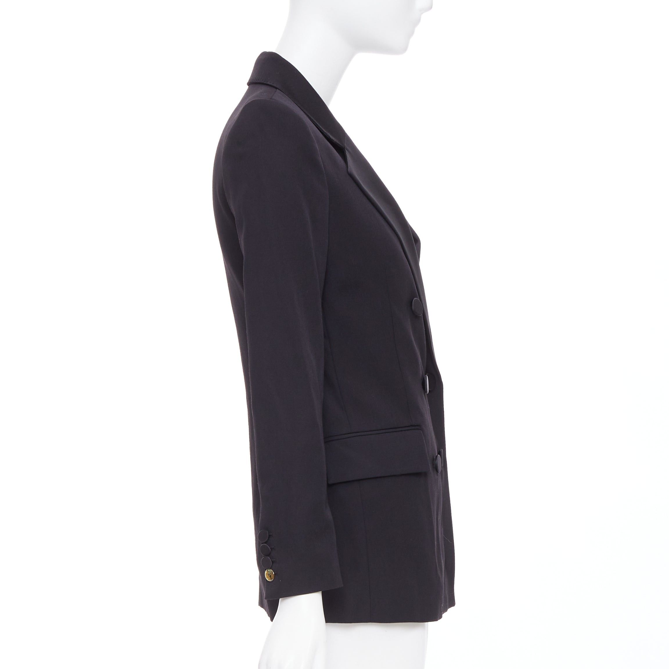 Other RACIL Hatanaka black wool pique satin trim double breasted tuxedo blazer FR34 XS Size XS / US 0-2 / IT 36-38 - 5 Thumbnail