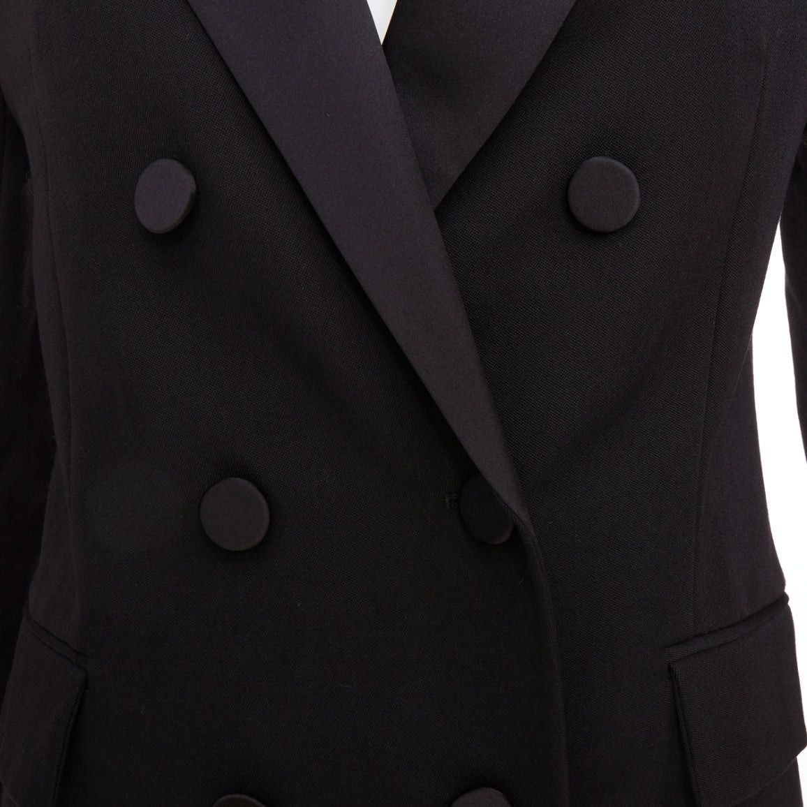 Other RACIL Hatanaka black wool pique satin trim double breasted tuxedo blazer FR34 XS Size XS / US 0-2 / IT 36-38 - 8 Thumbnail