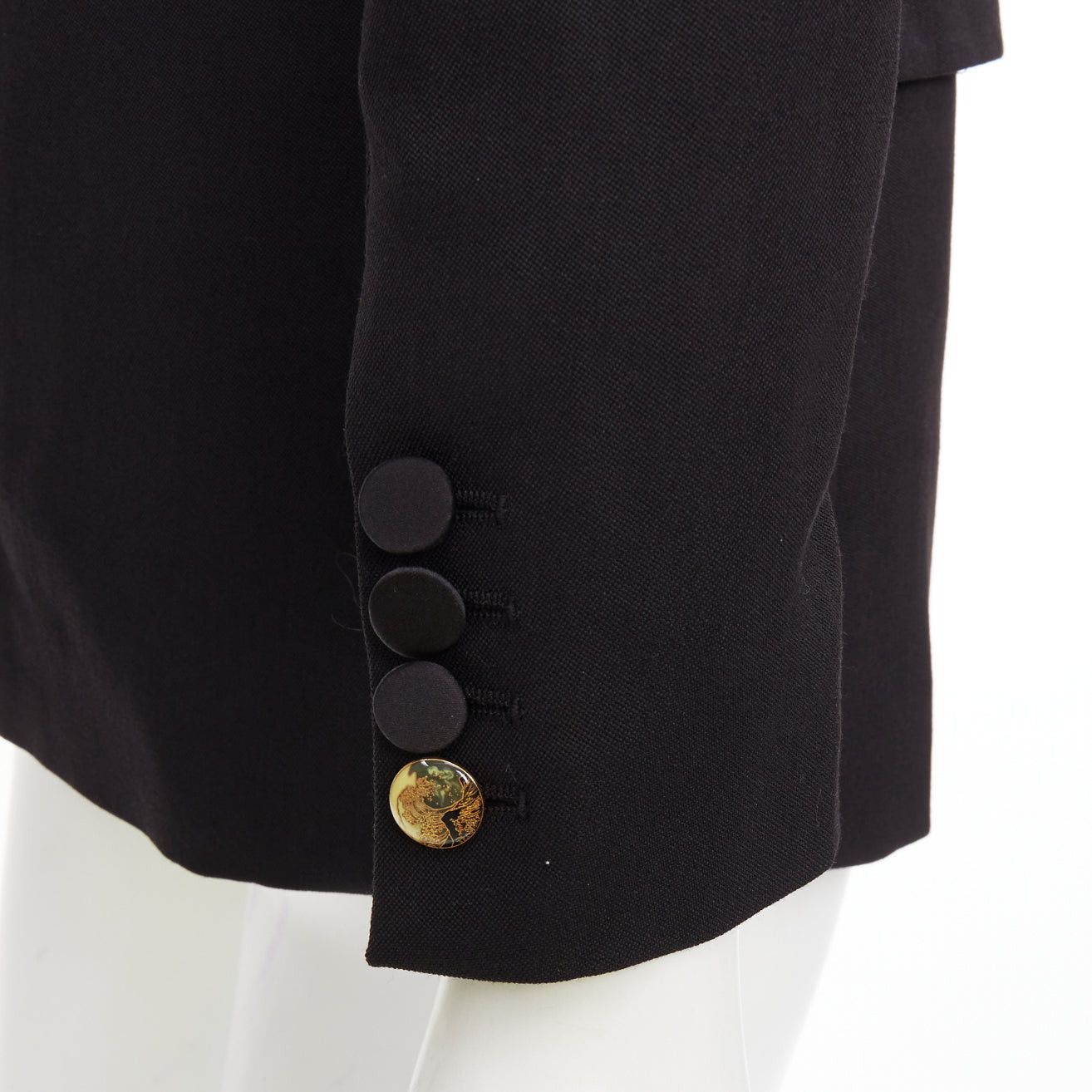 Other RACIL Hatanaka black wool pique satin trim double breasted tuxedo blazer FR34 XS Size XS / US 0-2 / IT 36-38 - 2 Thumbnail