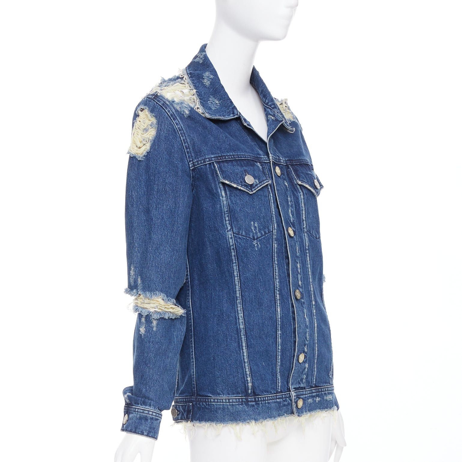 Acne Studios ACNE STUDIOS 2012 Fever Torn blue distressed denim cut out jacket FR34 XS Size XS / US 0-2 / IT 36-38 - 4 Thumbnail