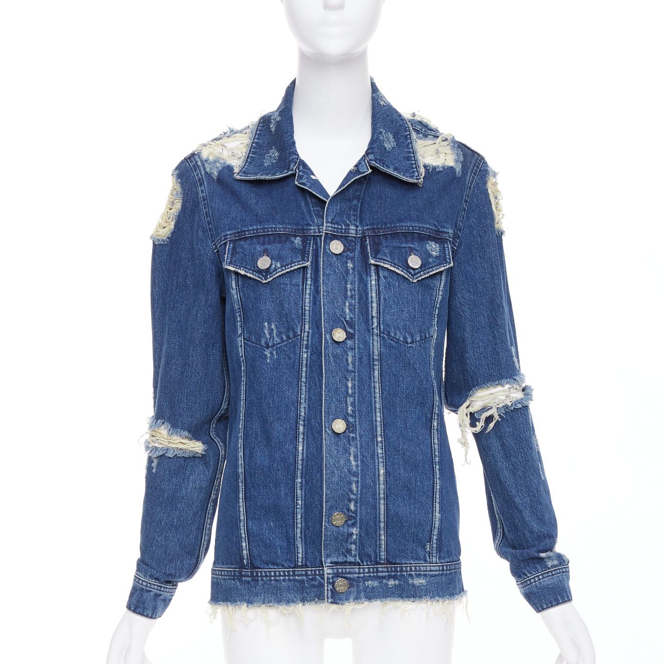 Acne Studios ACNE STUDIOS 2012 Fever Torn blue distressed denim cut out jacket FR34 XS Size XS / US 0-2 / IT 36-38 - 3 Thumbnail