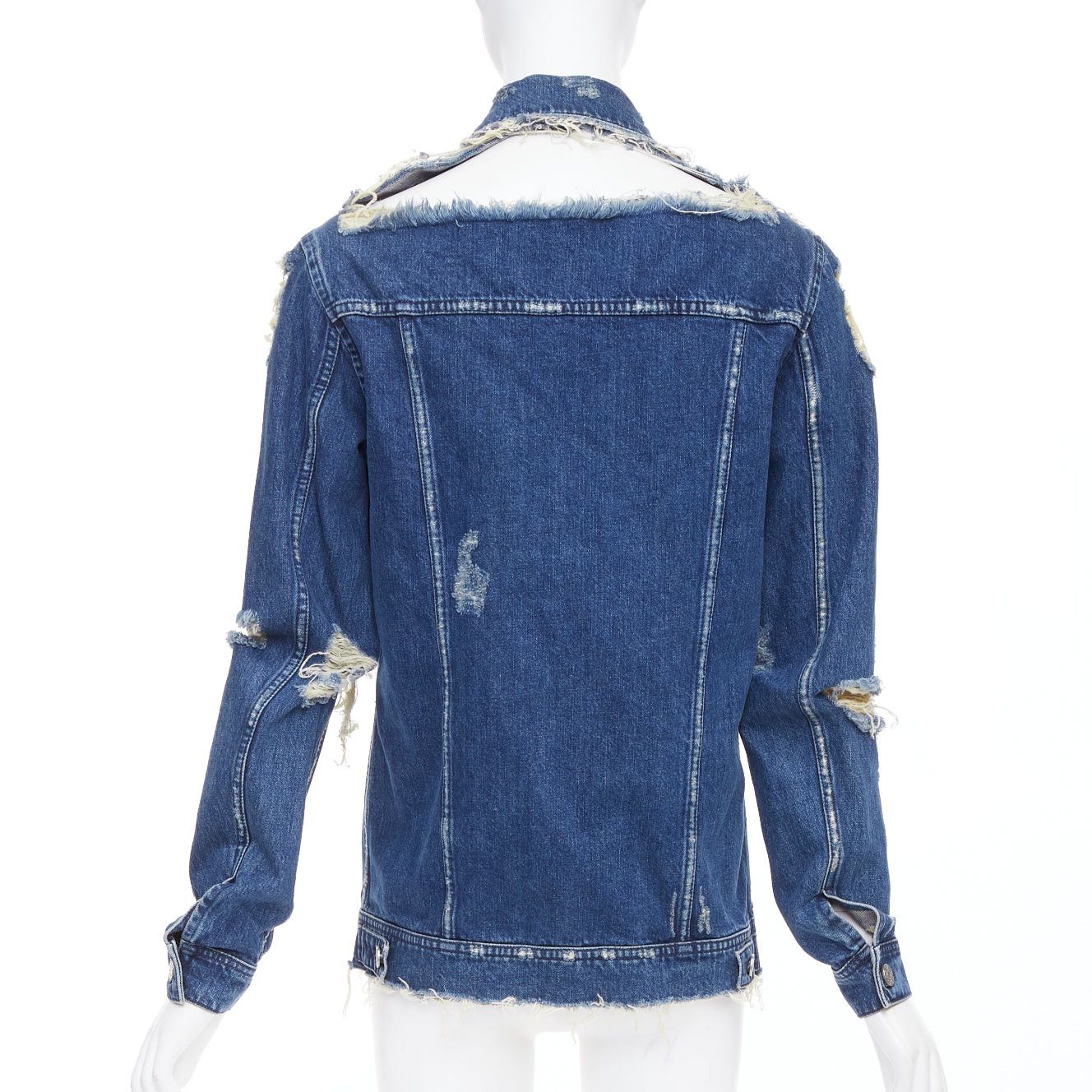 Acne Studios ACNE STUDIOS 2012 Fever Torn blue distressed denim cut out jacket FR34 XS Size XS / US 0-2 / IT 36-38 - 6 Thumbnail