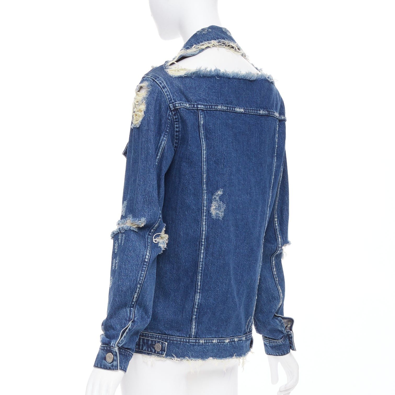 Acne Studios ACNE STUDIOS 2012 Fever Torn blue distressed denim cut out jacket FR34 XS Size XS / US 0-2 / IT 36-38 - 7 Thumbnail