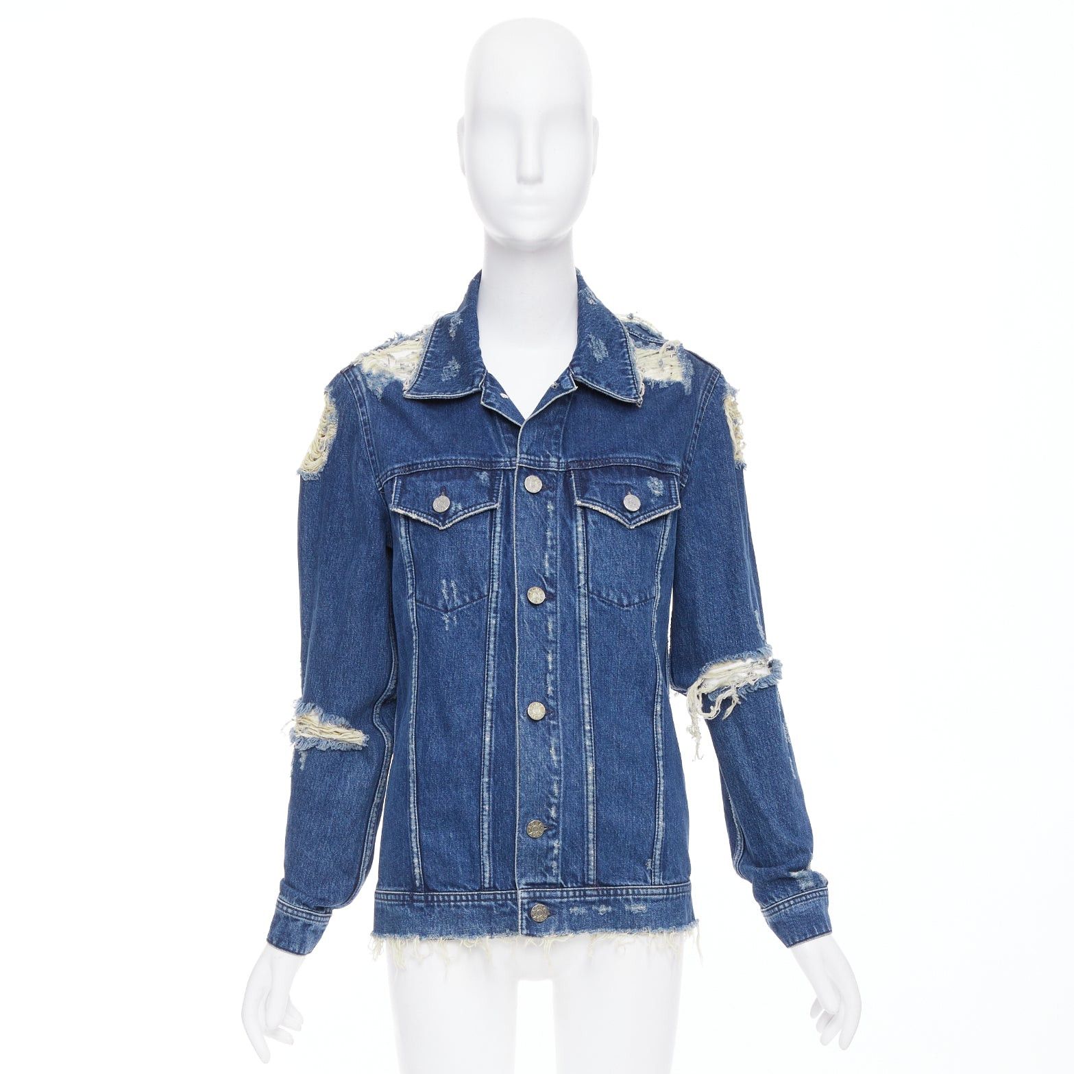 Acne Studios ACNE STUDIOS 2012 Fever Torn blue distressed denim cut out jacket FR34 XS Size XS / US 0-2 / IT 36-38 - 10 Thumbnail