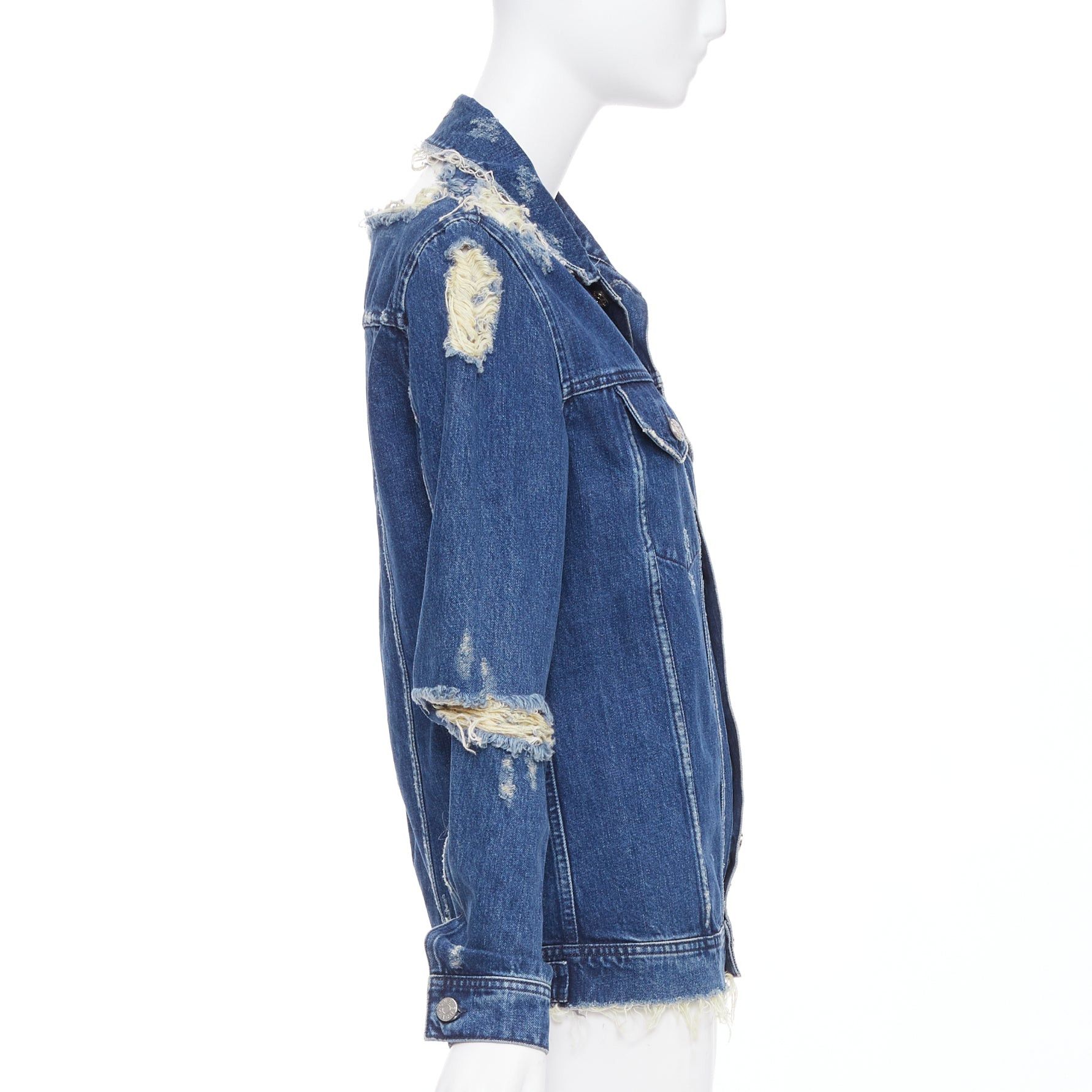 Acne Studios ACNE STUDIOS 2012 Fever Torn blue distressed denim cut out jacket FR34 XS Size XS / US 0-2 / IT 36-38 - 5 Thumbnail