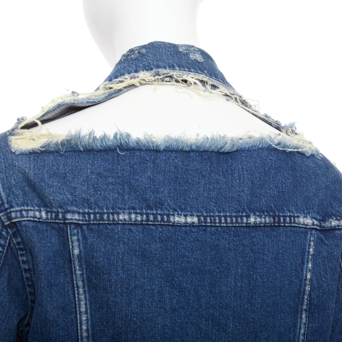 Acne Studios ACNE STUDIOS 2012 Fever Torn blue distressed denim cut out jacket FR34 XS Size XS / US 0-2 / IT 36-38 - 2 Thumbnail
