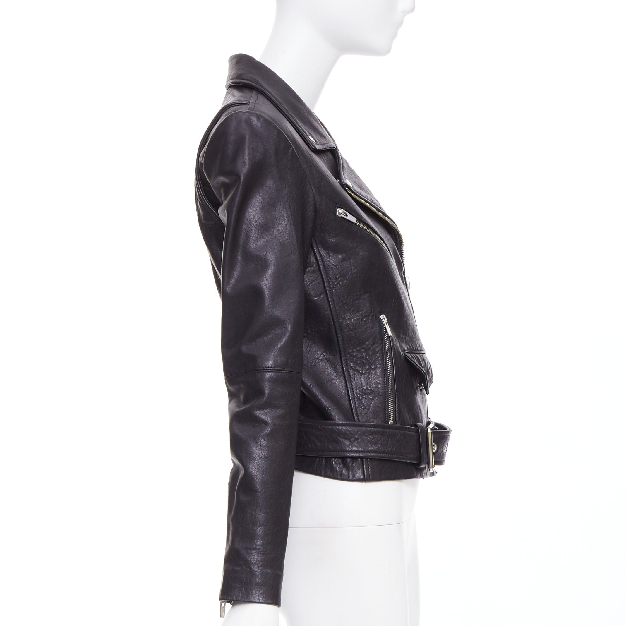 VEDA VEDA black lamb leather silver hardware zip moto biker jacket XS Size S / US 4 / IT 40 - 5 Thumbnail