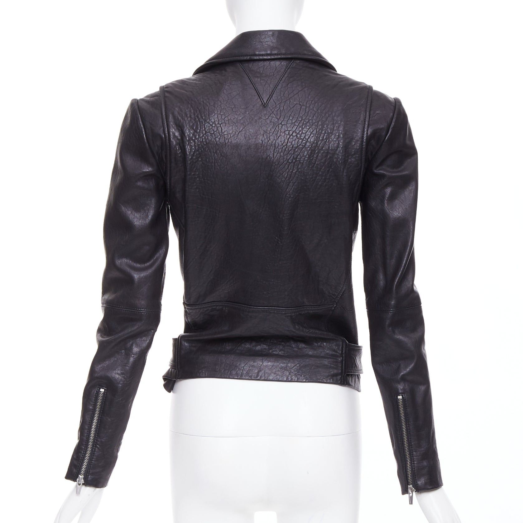 VEDA VEDA black lamb leather silver hardware zip moto biker jacket XS Size S / US 4 / IT 40 - 7 Thumbnail