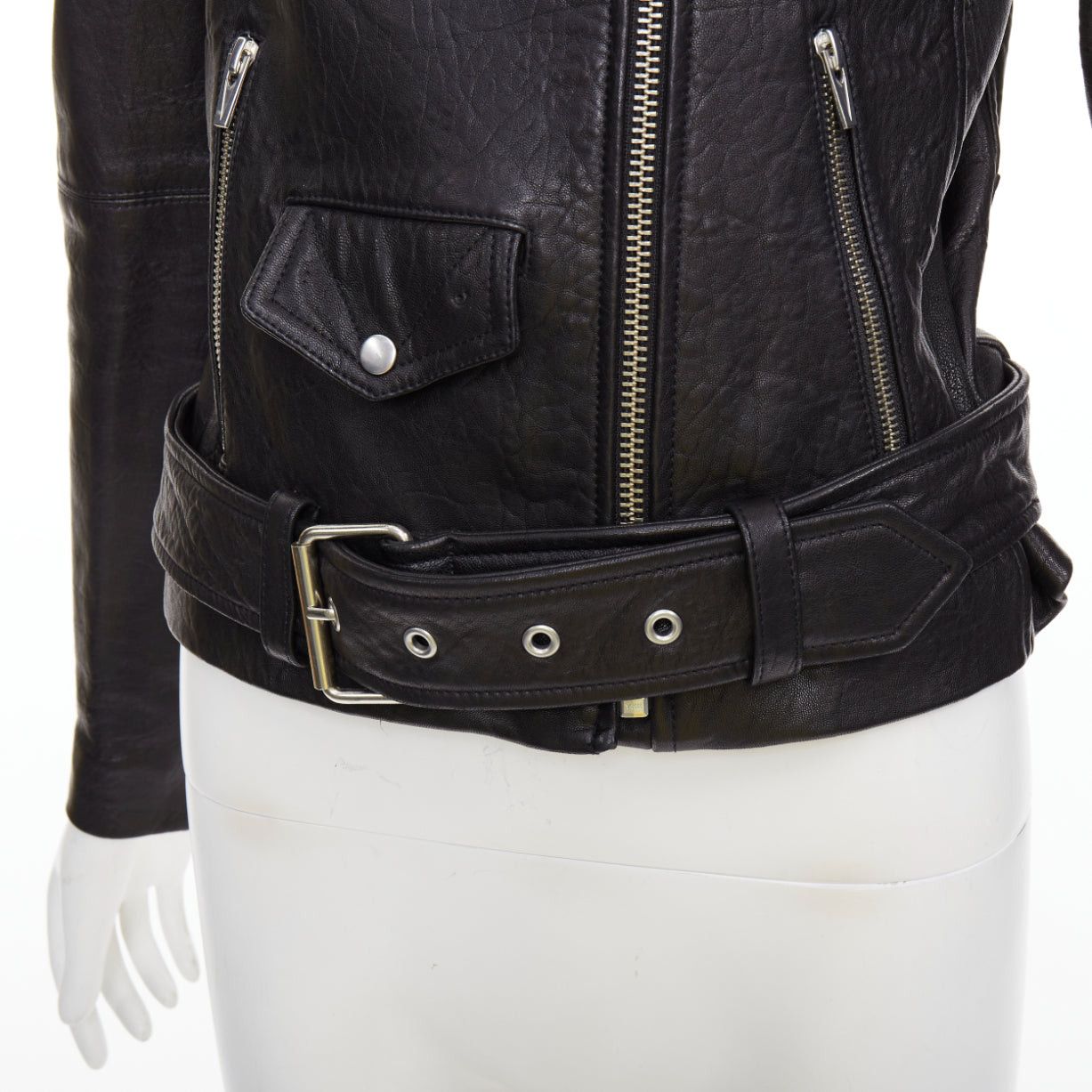 VEDA VEDA black lamb leather silver hardware zip moto biker jacket XS Size S / US 4 / IT 40 - 2 Thumbnail