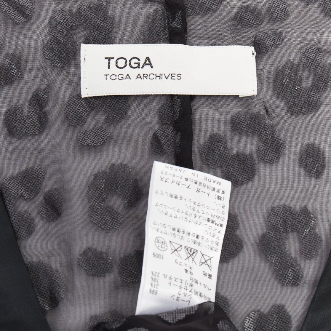 TOGA VIRILIS TOGA ARCHIVES black viscose silk sheer leopard flocking cow belted mini dress JP1 S Size S / US 4 / IT 40 - 8 Thumbnail