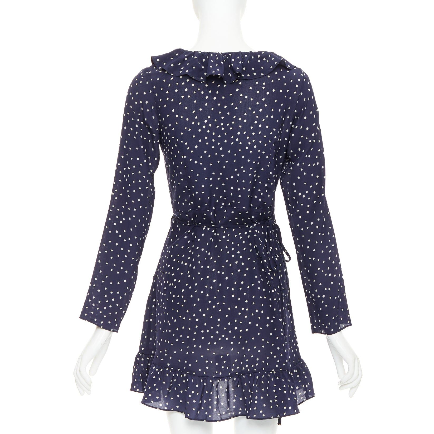 Other REALISATION Alexandra 100% silk navy white star print wrap tie mini dress S Size S / US 4 / IT 40 - 5 Thumbnail