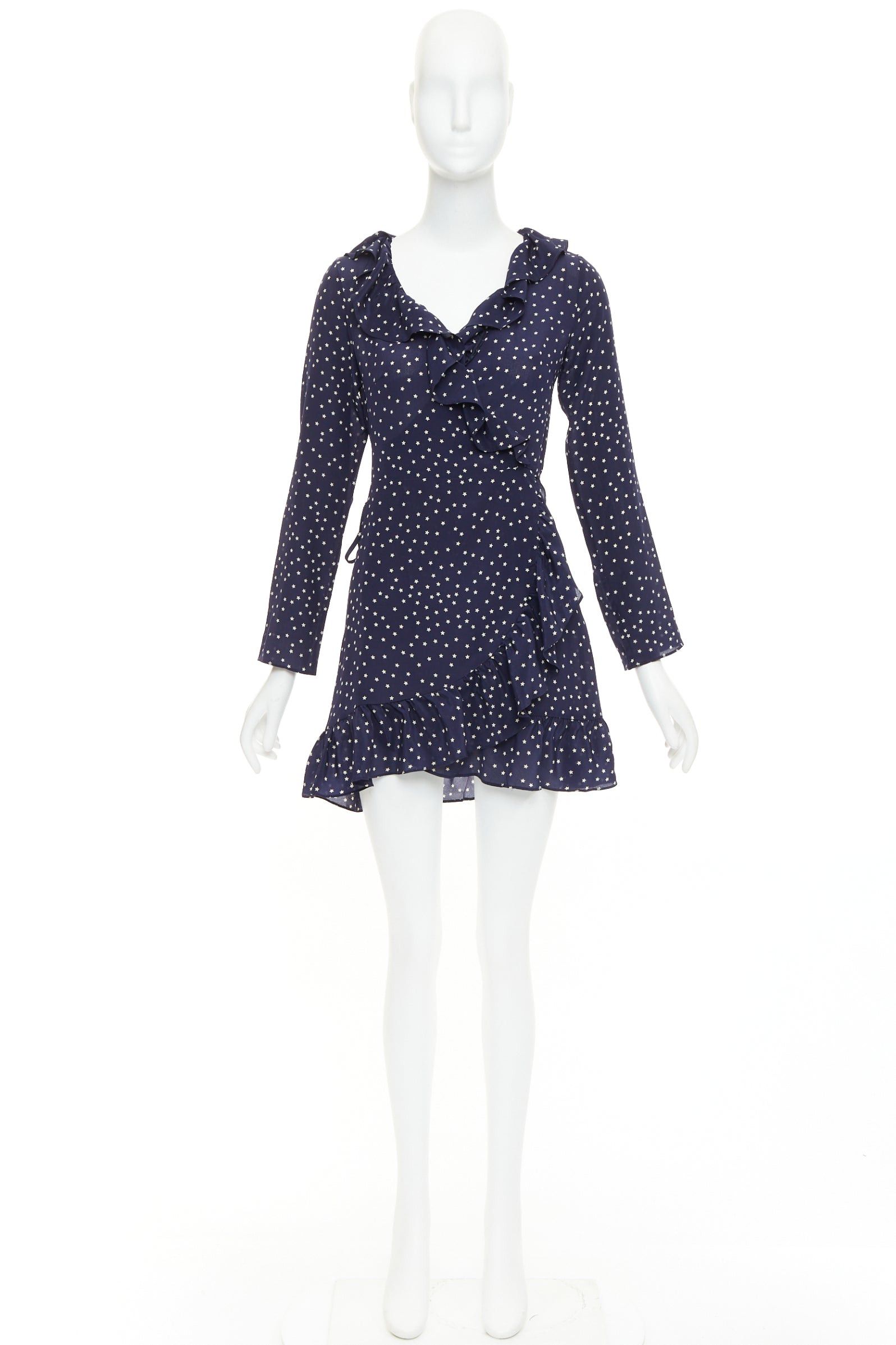 Other REALISATION Alexandra 100% silk navy white star print wrap tie mini dress S Size S / US 4 / IT 40 - 9 Thumbnail