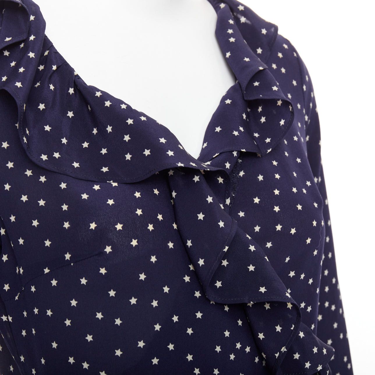 Other REALISATION Alexandra 100% silk navy white star print wrap tie mini dress S Size S / US 4 / IT 40 - 2 Thumbnail