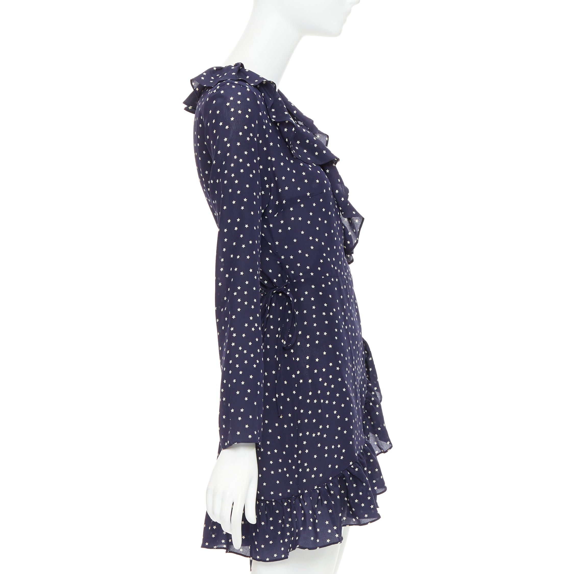 Other REALISATION Alexandra 100% silk navy white star print wrap tie mini dress S Size S / US 4 / IT 40 - 4 Thumbnail