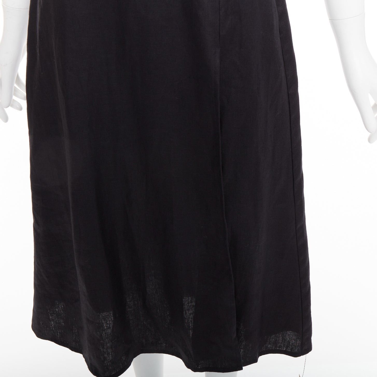 REFORMATION Bridgton black 100% linen cap sleeves sweetheart midi dress US2  S