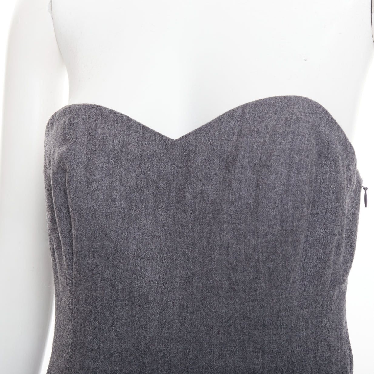 Marc by Marc Jacobs MARC BY MARC JACOBS 2008 Revolution grey wool green pleated strapless dress US2 S Size S / US 4 / IT 40 - 7 Thumbnail