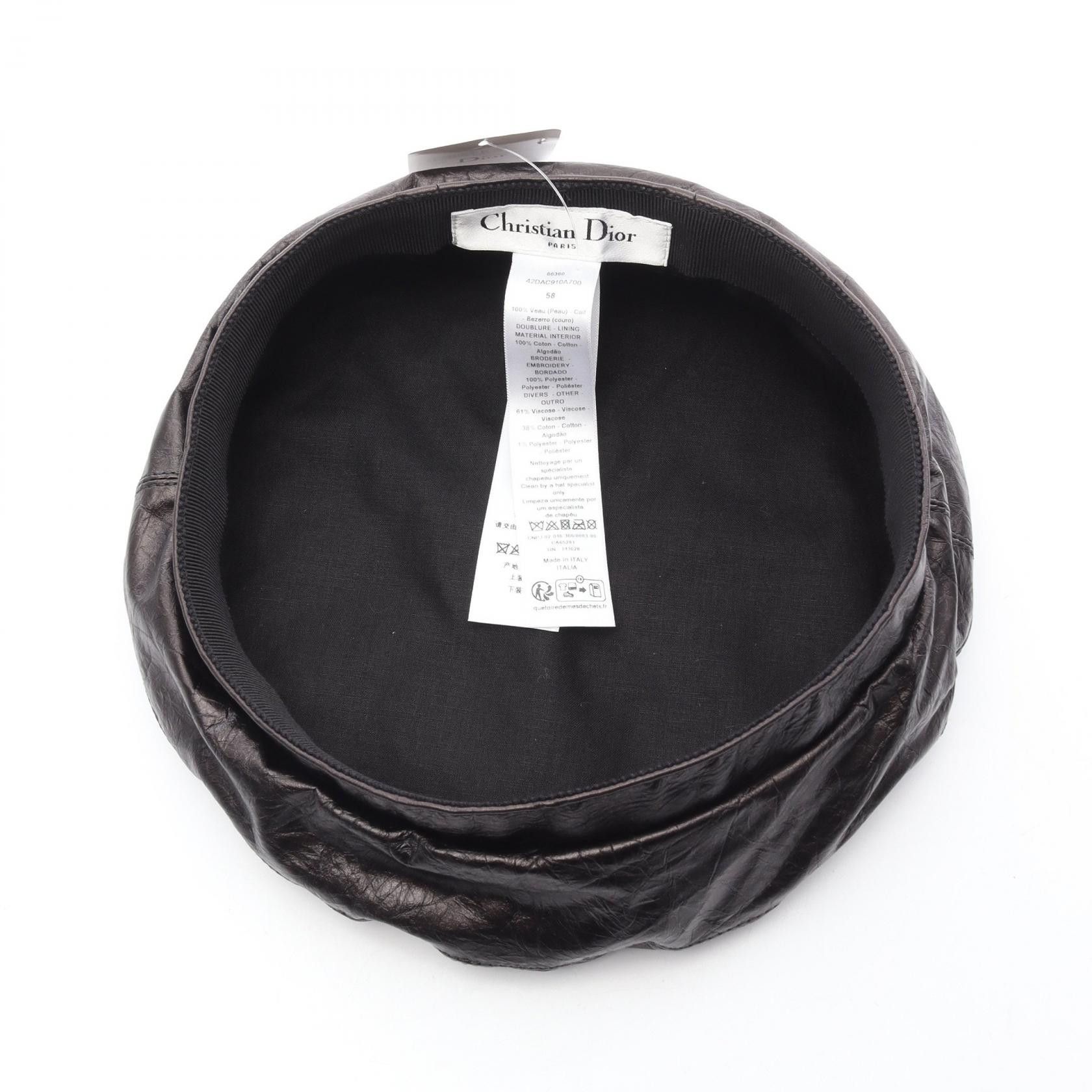 Dior Dior Dior Leather Hat Leather Hats 42DAC910A70090058 DUTY FREE for USA Size ONE SIZE - 3 Thumbnail
