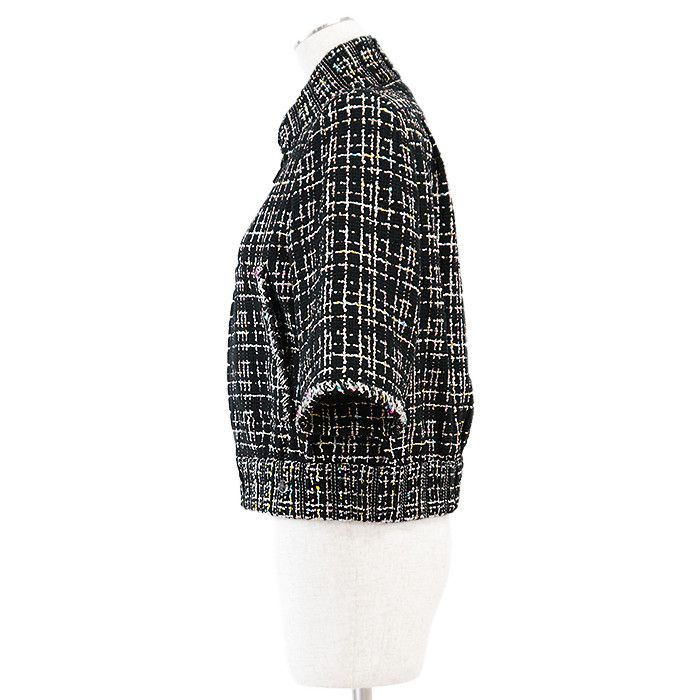 Chanel Chanel Chanel P61326 Tweed Silk Blend Cropped Jacket Cotton Outerwear P61326 DUTY FREE for USA Size ONE SIZE - 5 Thumbnail