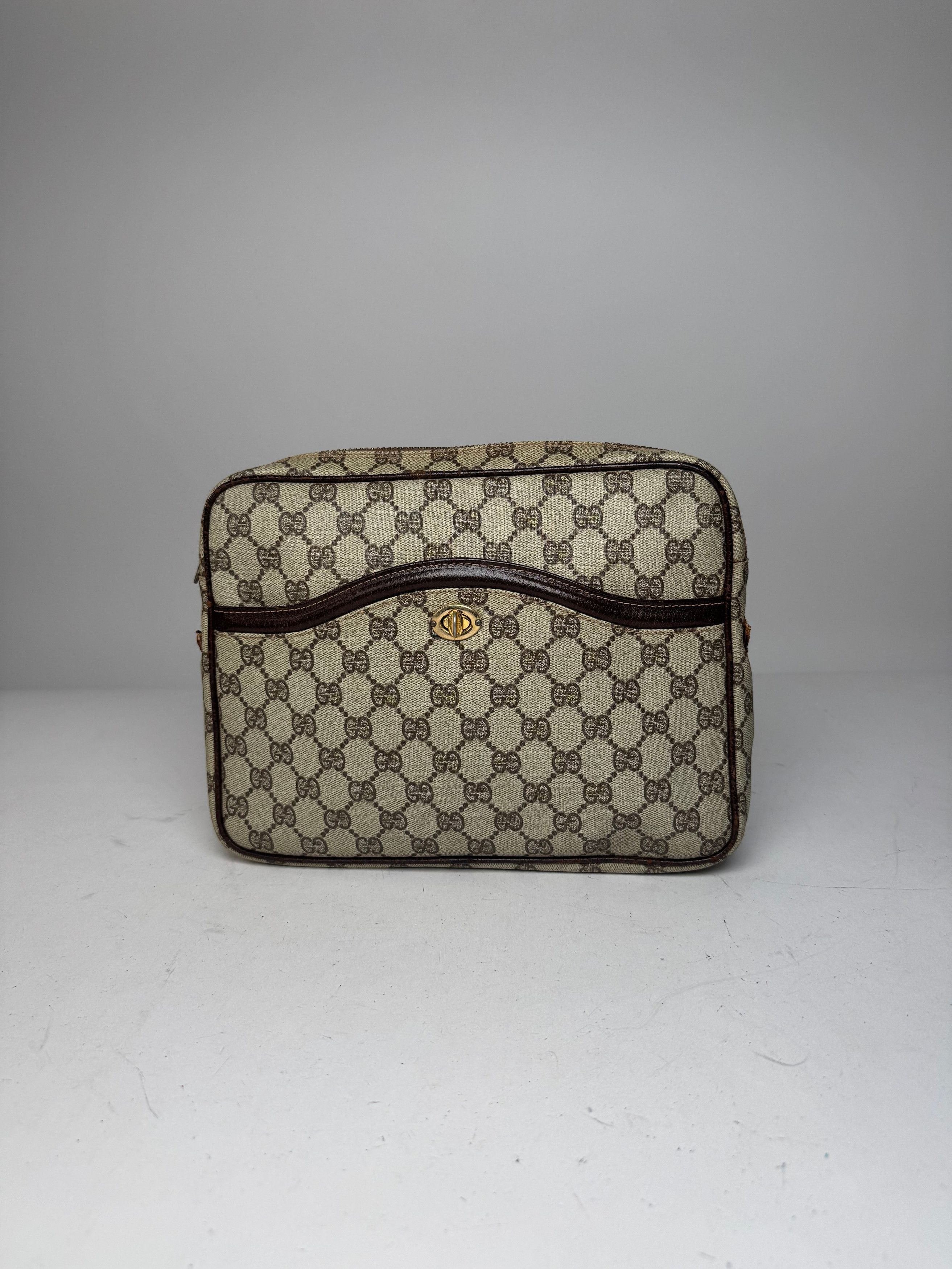 Gucci Vintage Ophidia Monogram Leather Clutch Grey Brown Size ONE SIZE - 5 Thumbnail
