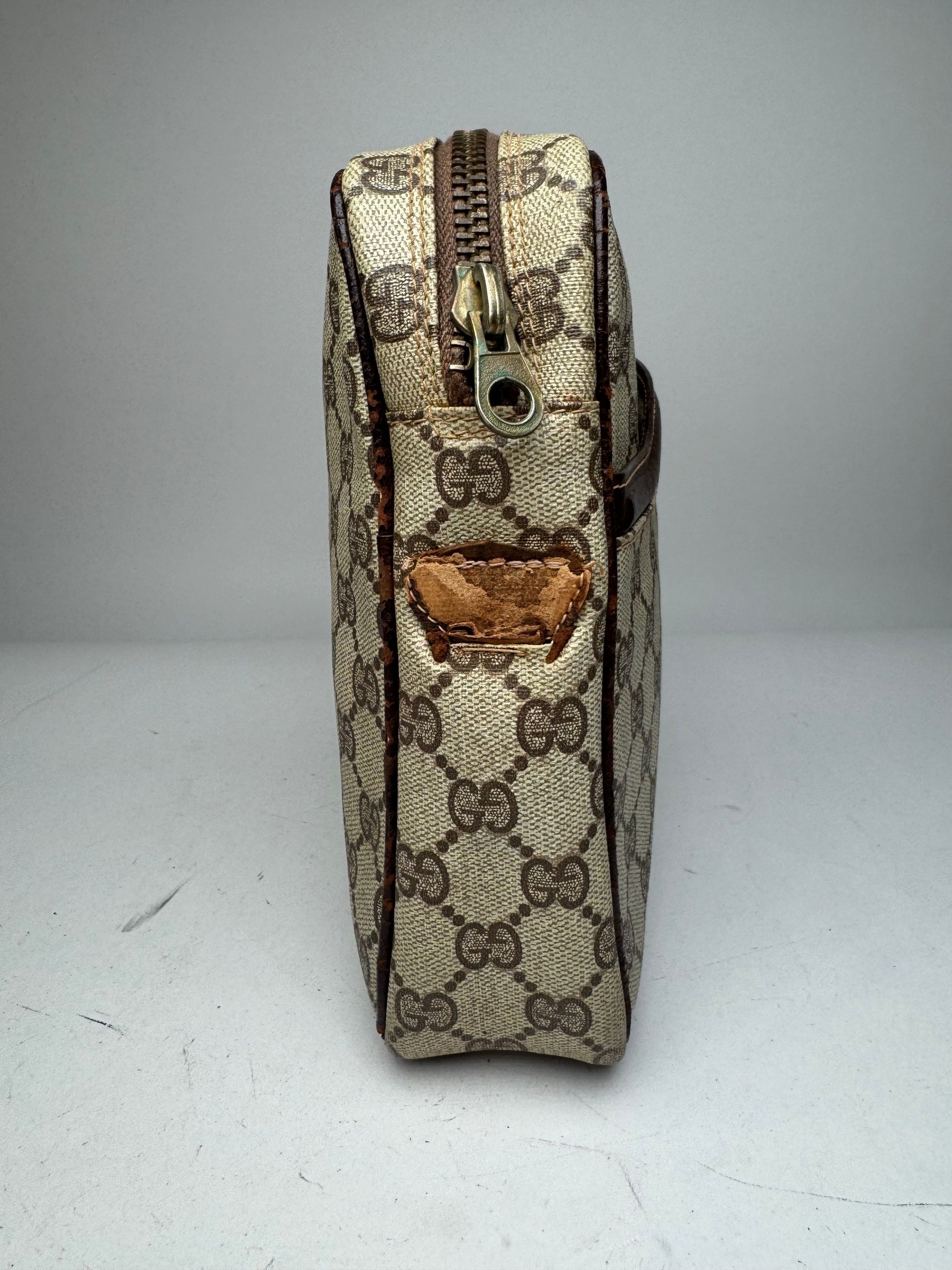 Gucci Vintage Ophidia Monogram Leather Clutch Grey Brown Size ONE SIZE - 8 Thumbnail