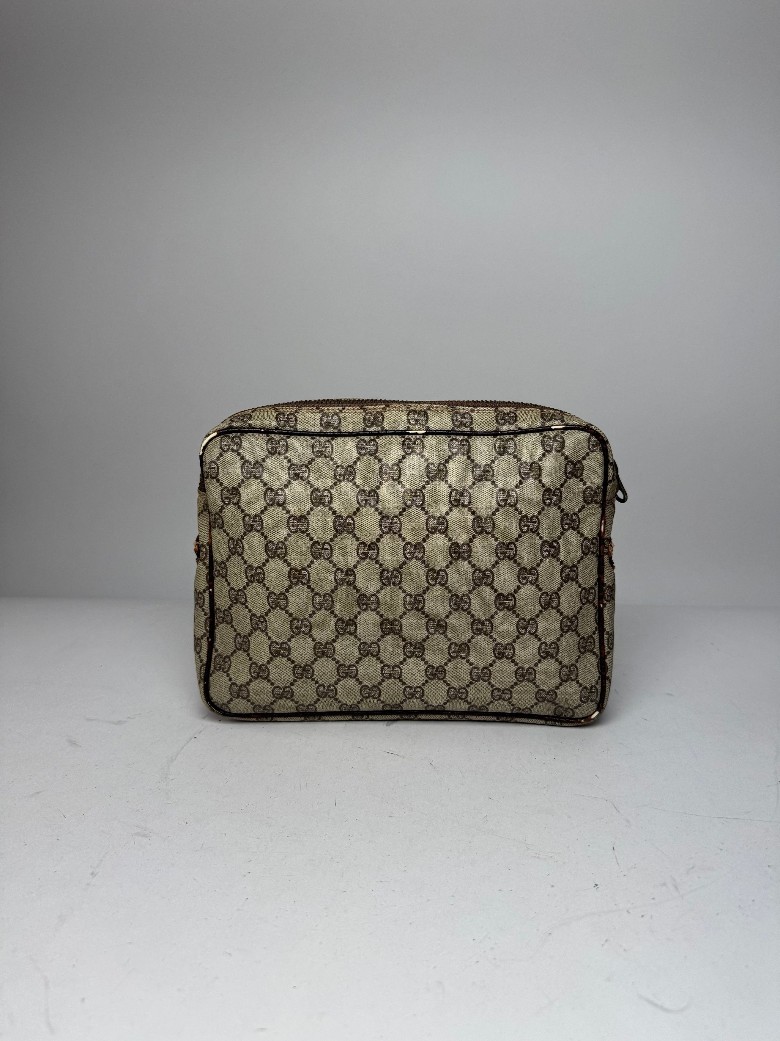 Gucci Vintage Ophidia Monogram Leather Clutch Grey Brown Size ONE SIZE - 7 Thumbnail