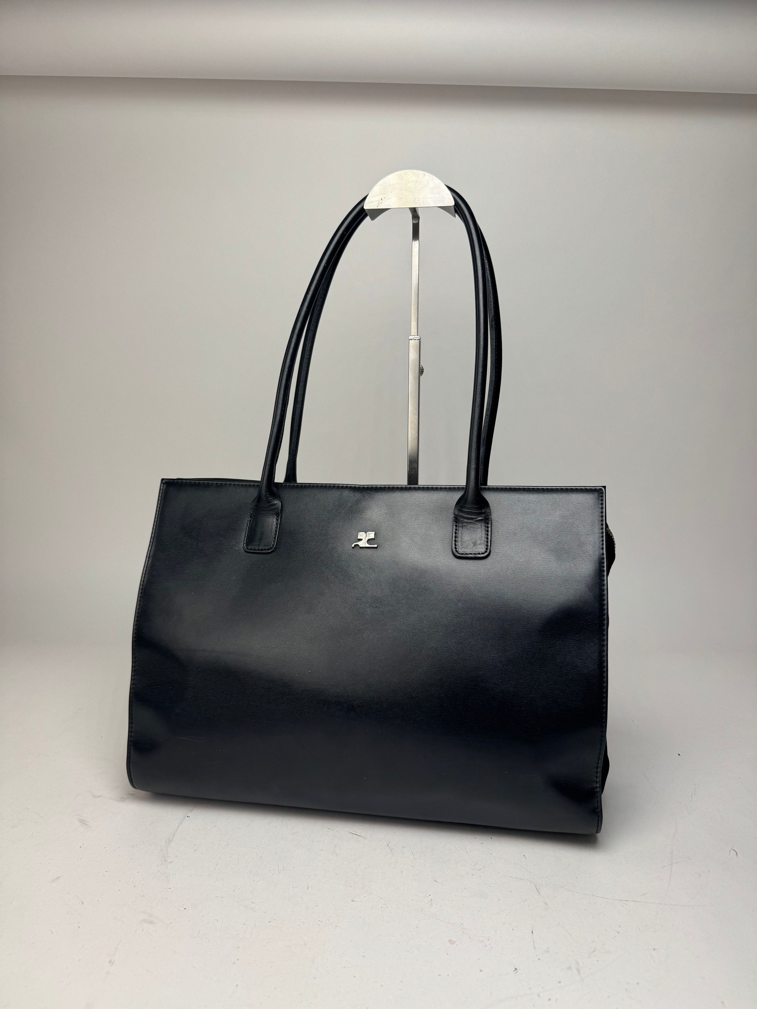 Courreges Vintage Leather Handbag Black Size ONE SIZE - 7 Thumbnail