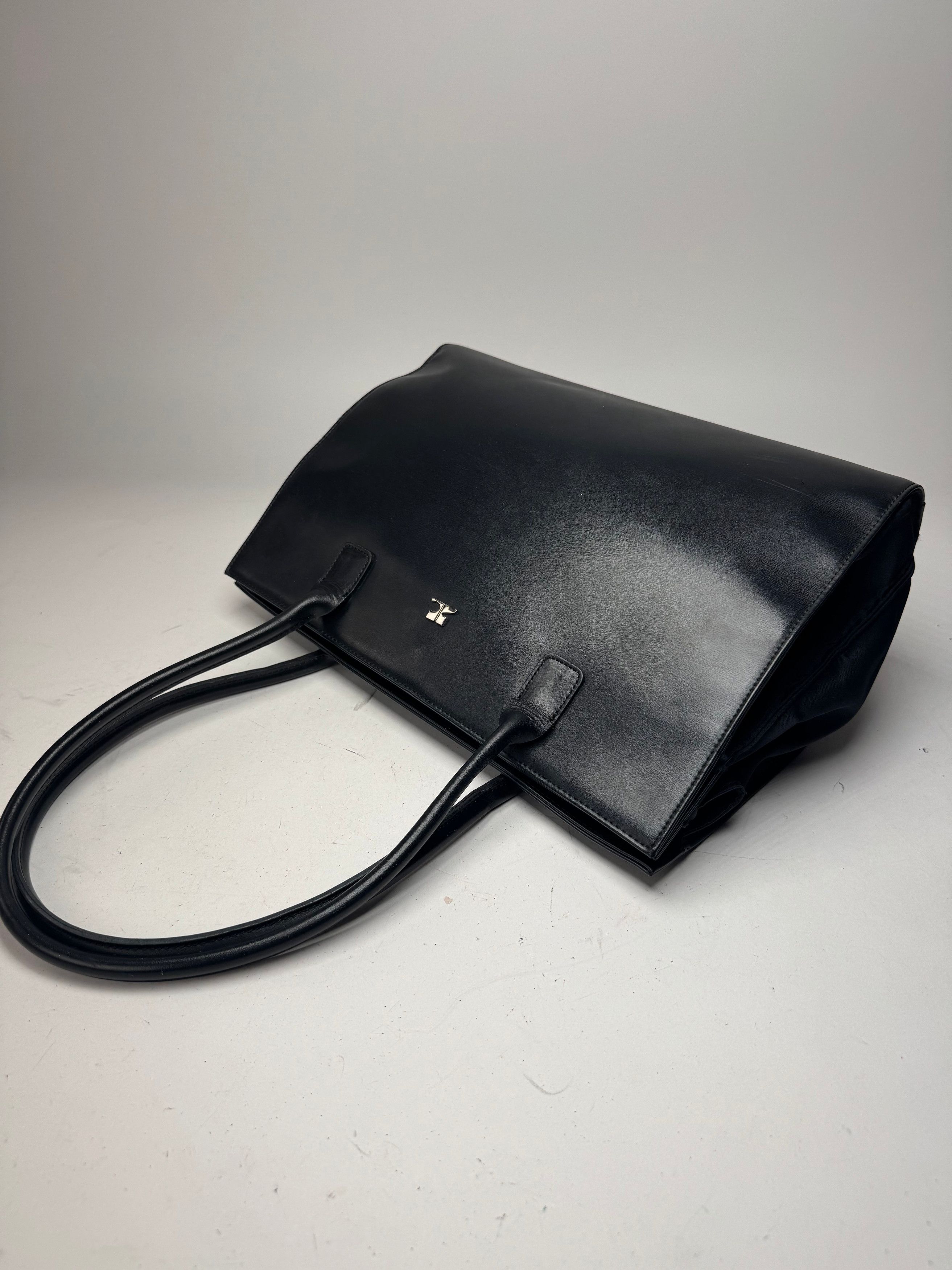 Courreges Vintage Leather Handbag Black Size ONE SIZE - 10 Thumbnail