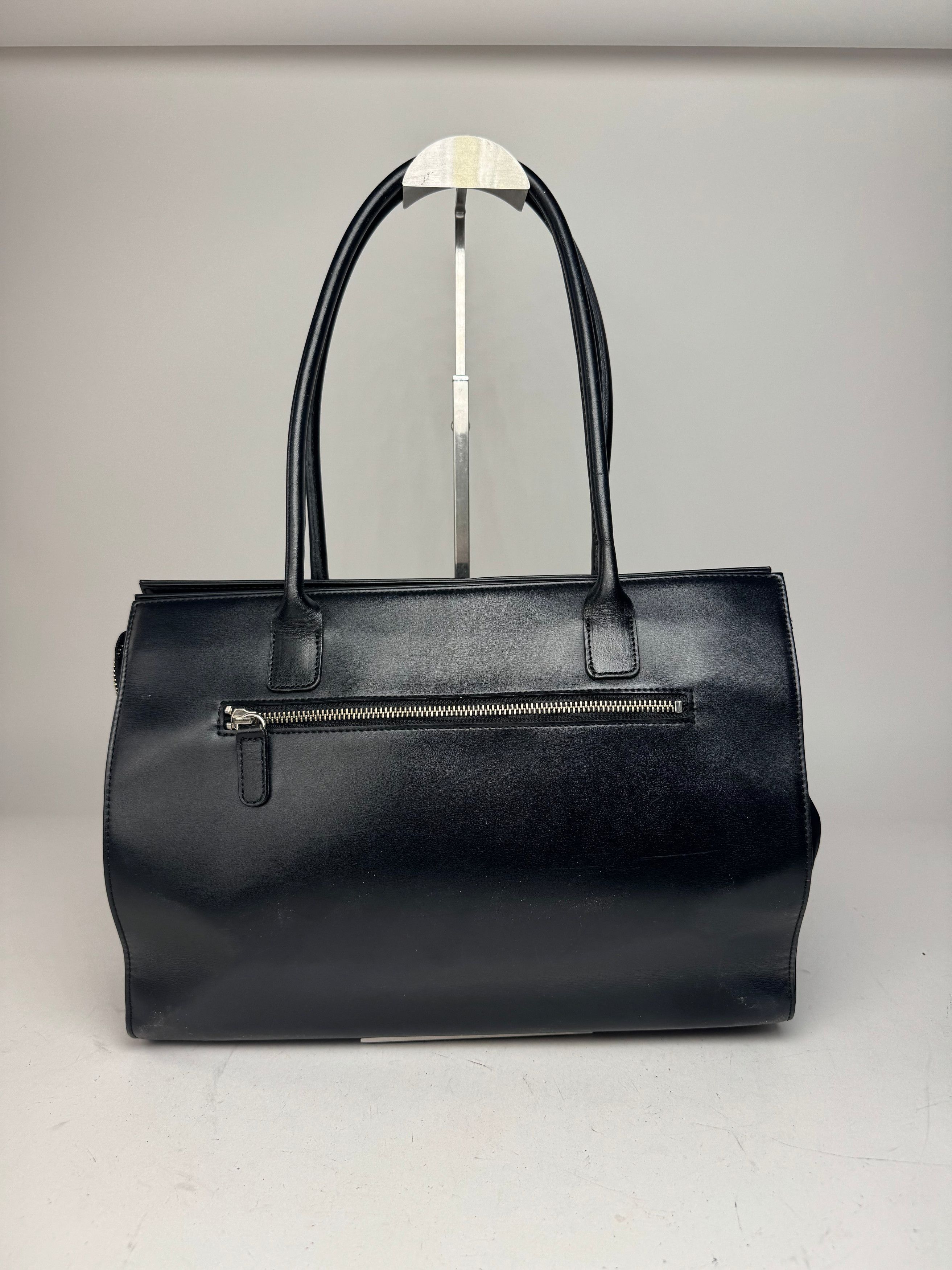 Courreges Vintage Leather Handbag Black Size ONE SIZE - 2 Thumbnail
