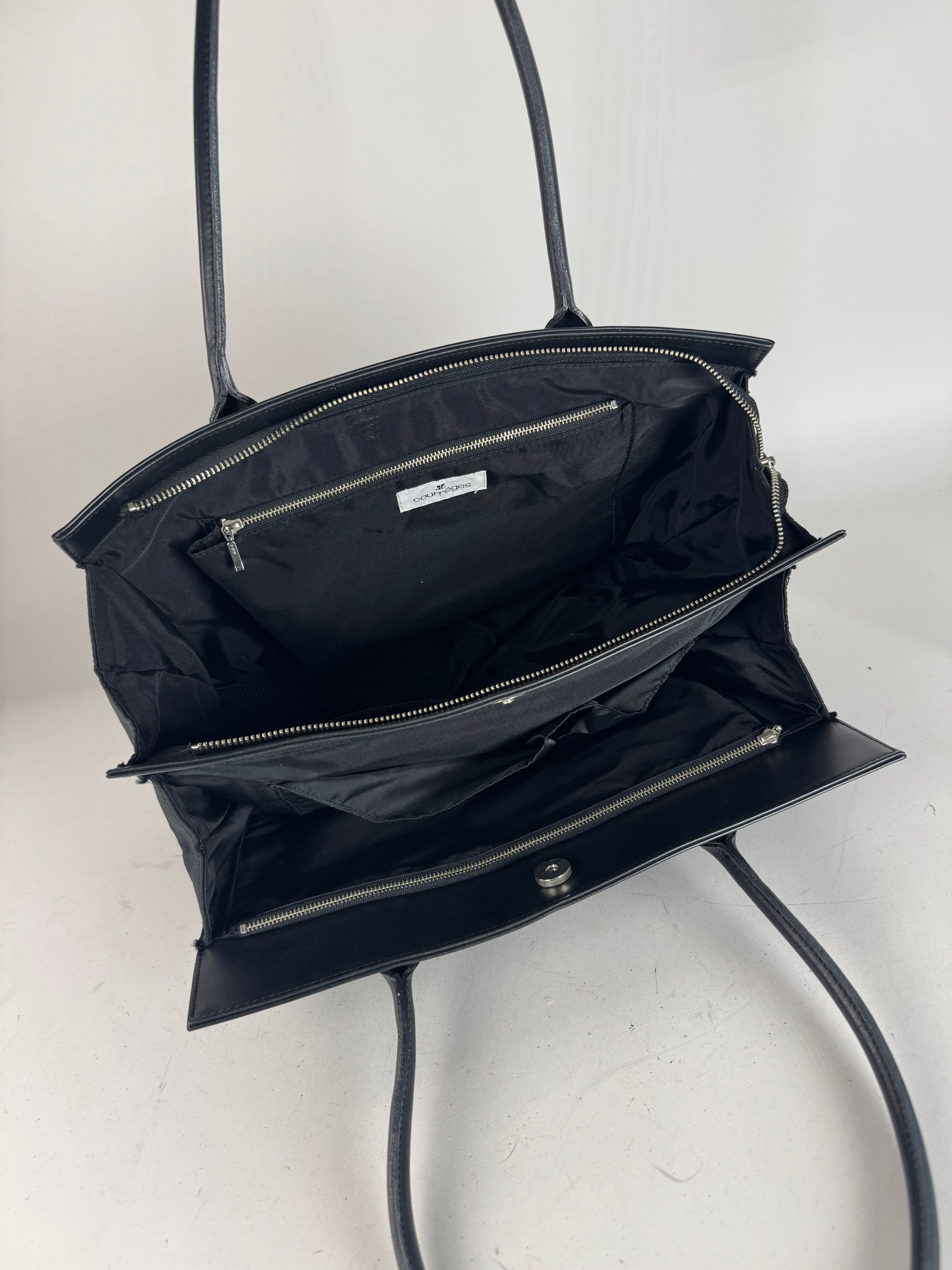 Courreges Vintage Leather Handbag Black Size ONE SIZE - 3 Thumbnail