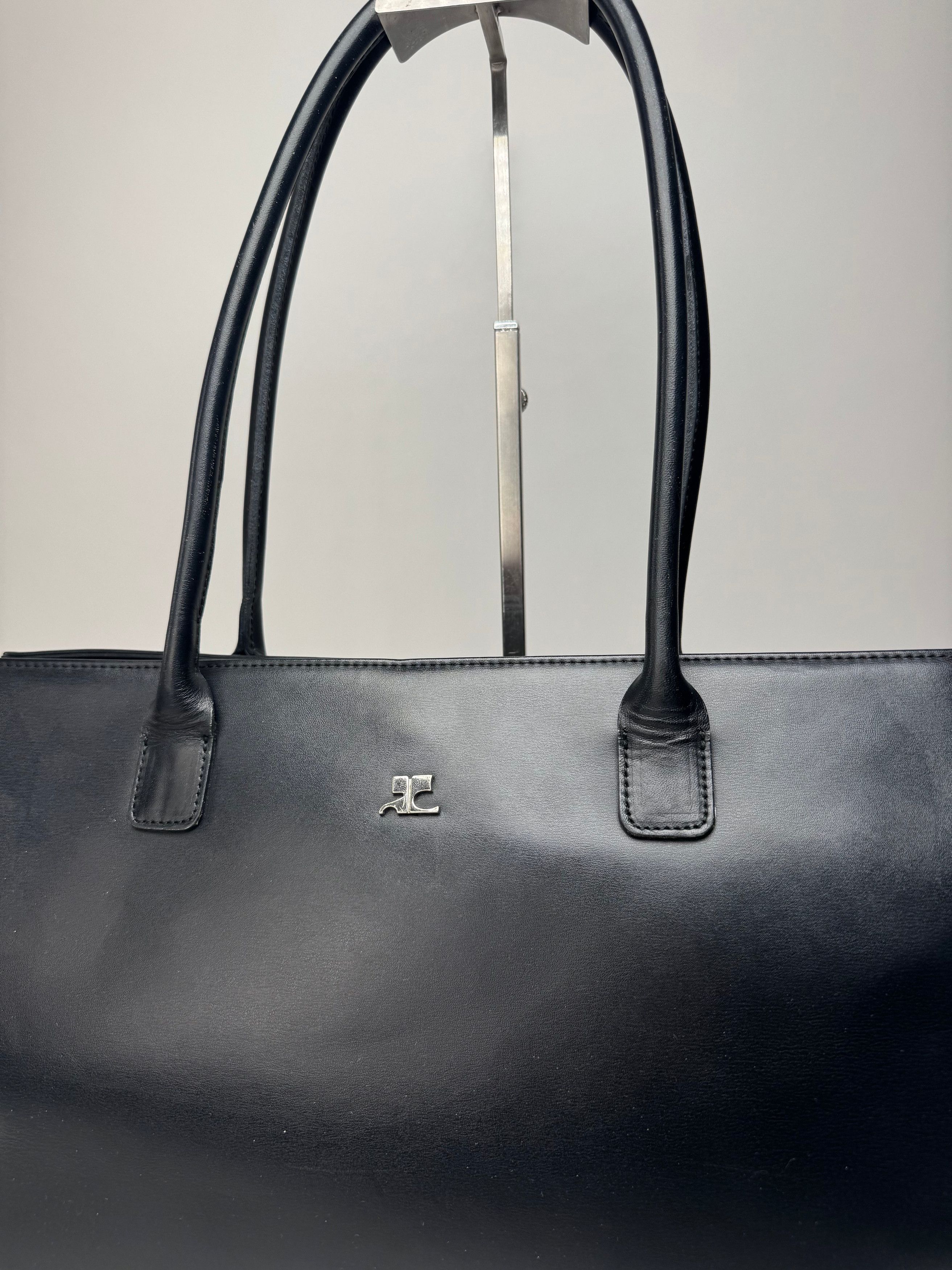 Courreges Vintage Leather Handbag Black Size ONE SIZE - 5 Thumbnail